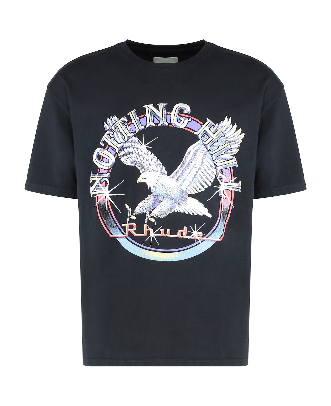 Rhude T-shirt In Cotton With Print - black