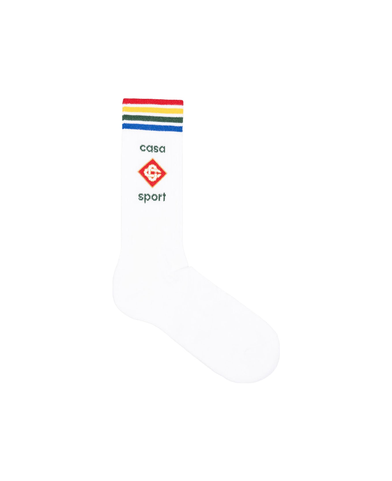 Casablanca White Socks With Logo And Multicolour Stripes - White