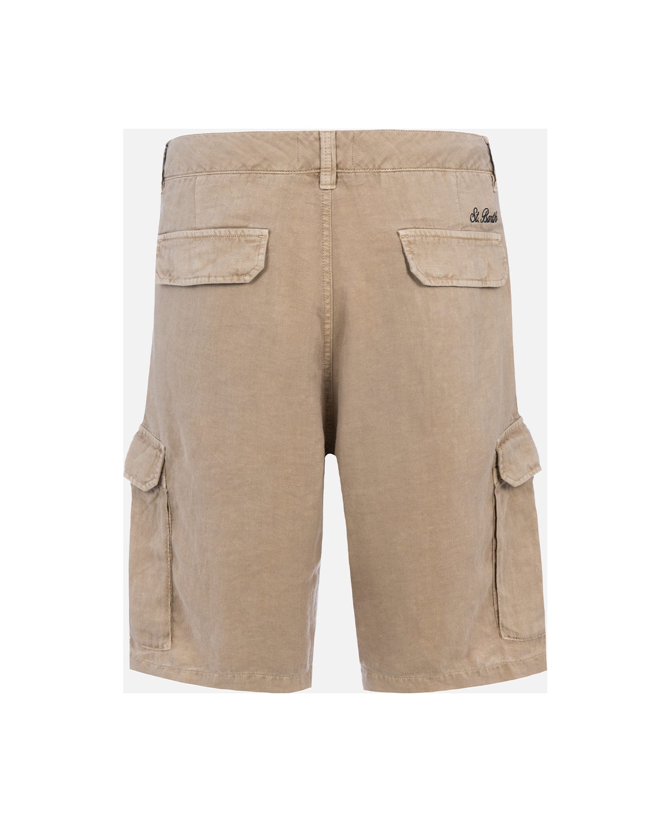 MC2 Saint Barth Man Beige Linen Bermuda Shorts Rodi - WHITE