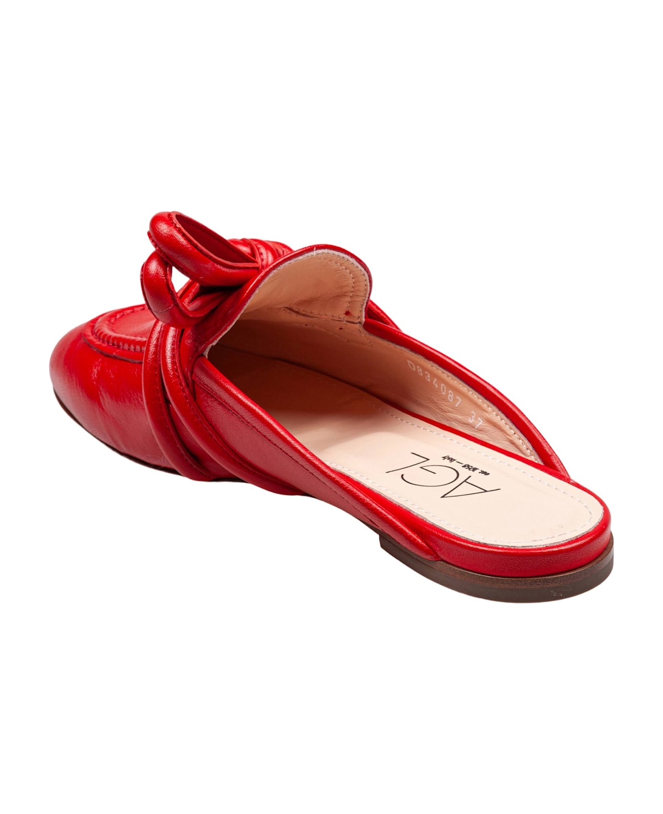 AGL Mule Ribbon In Leather Color Red