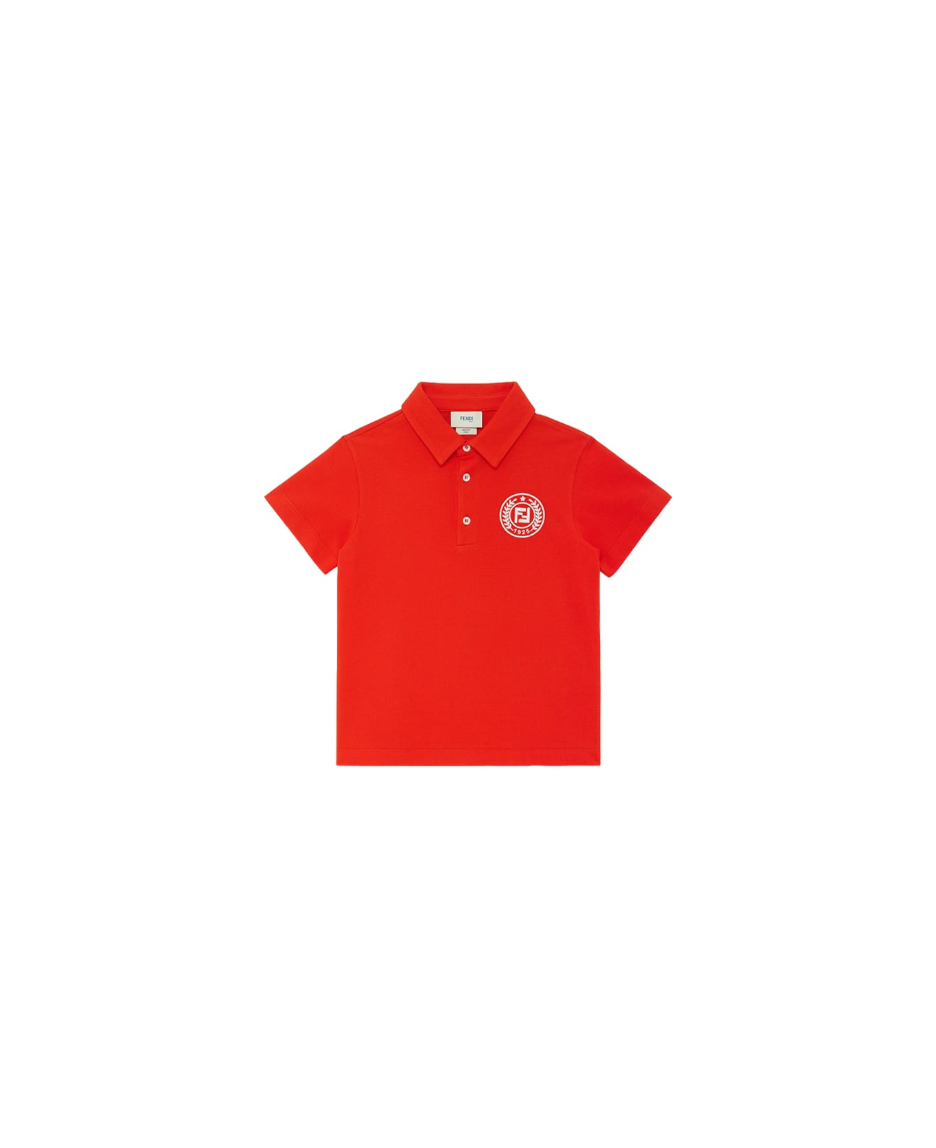 Fendi Red Cotton Pique Polo Shirt With White Stamp - Red