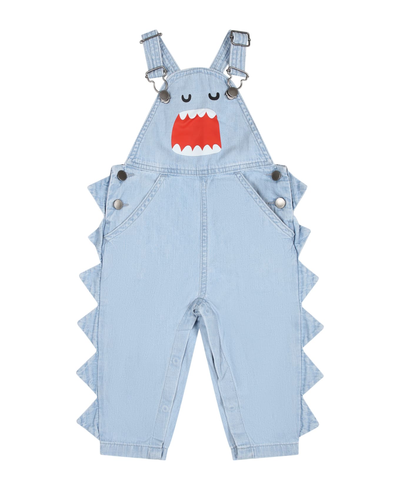 Stella McCartney Kids Blue Jeans For Baby Boy With Shark - Denim コート＆ジャケット