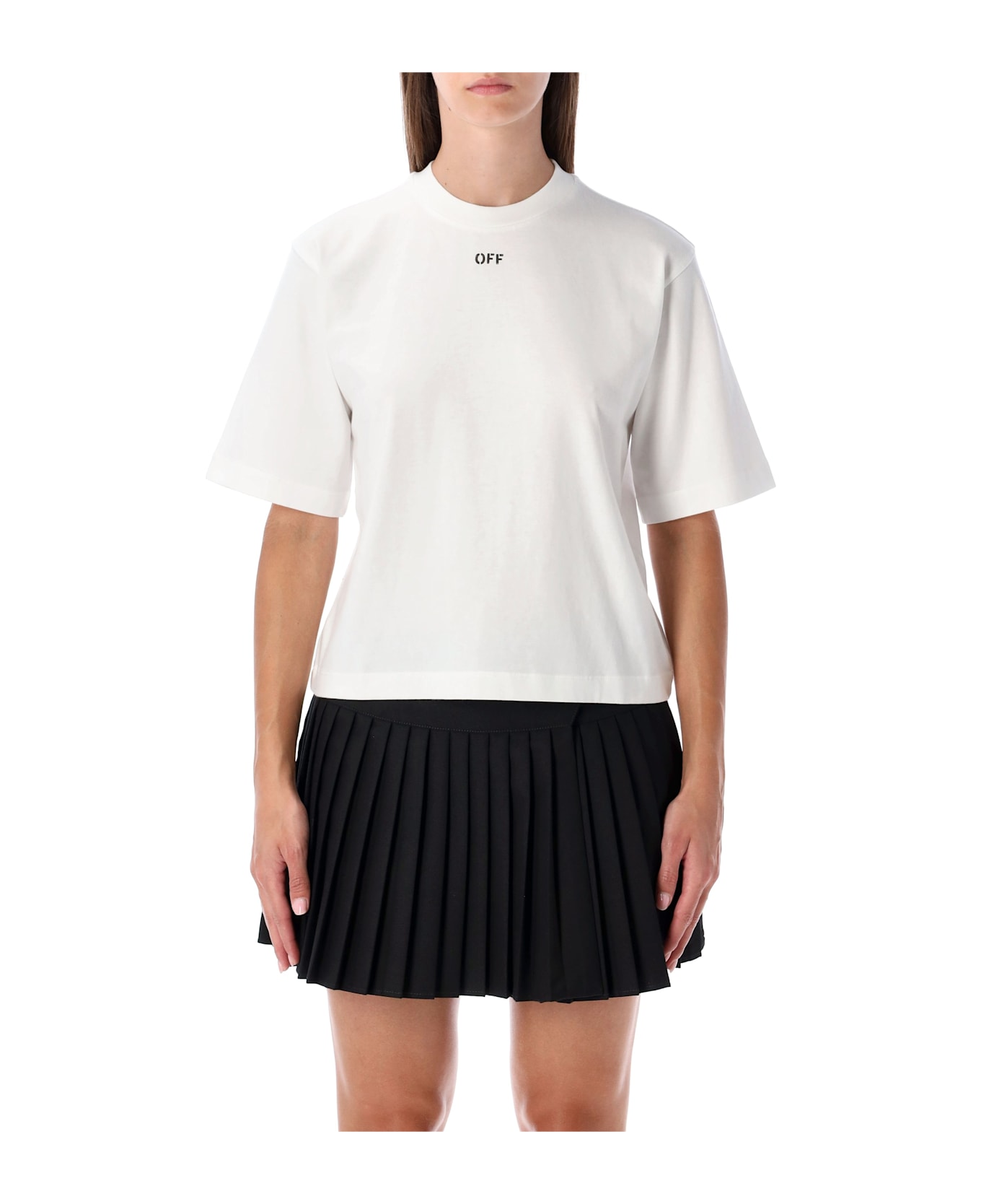 Off-White Flowers Boxy Cotton Logo T-shirt - White Black