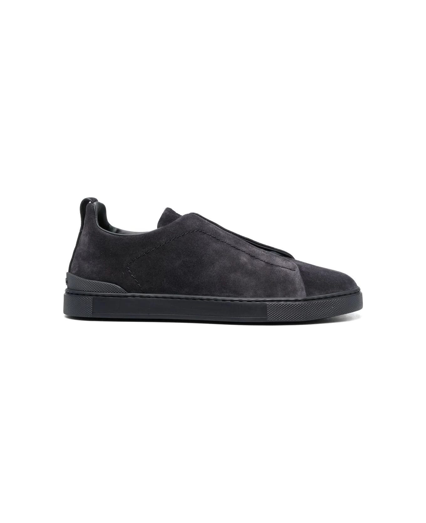 Zegna Triple Stitch Low Top Sneakers - Blue