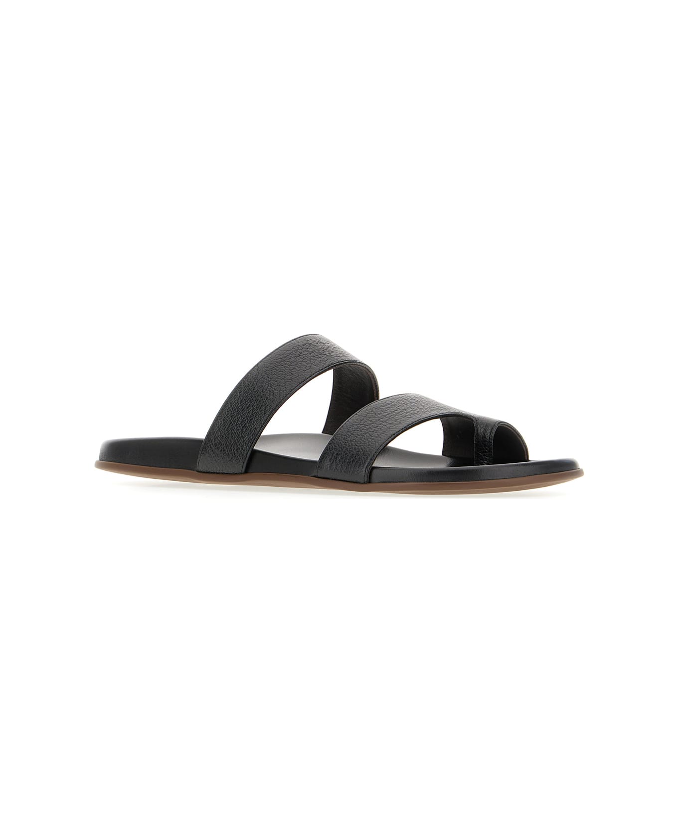 The Row Black Leather Thong Sandals - BLACK