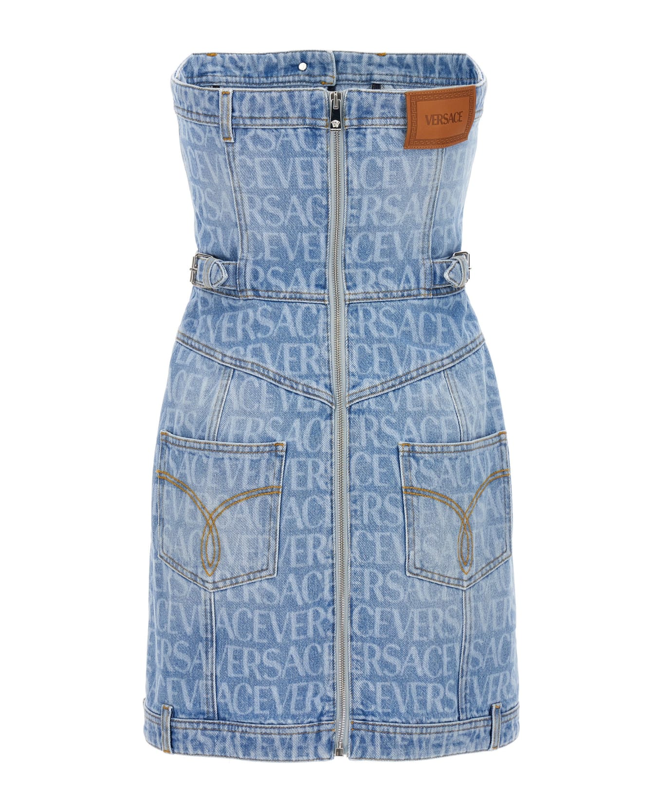 Versace Denim Dress From 'la Vacanza' Collection - Light Blue