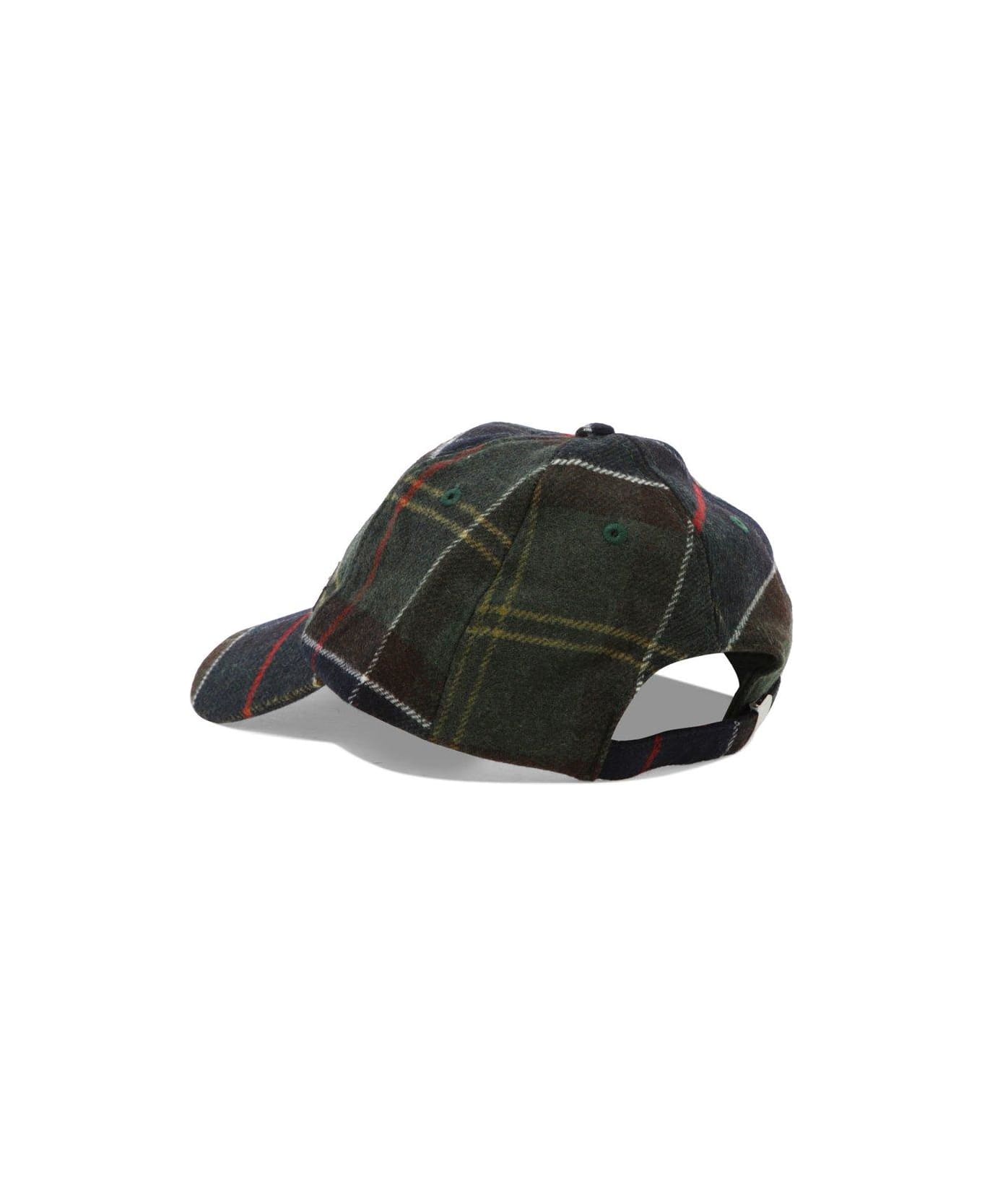 Barbour Check Pattern Baseball Cap - Verde / Blu