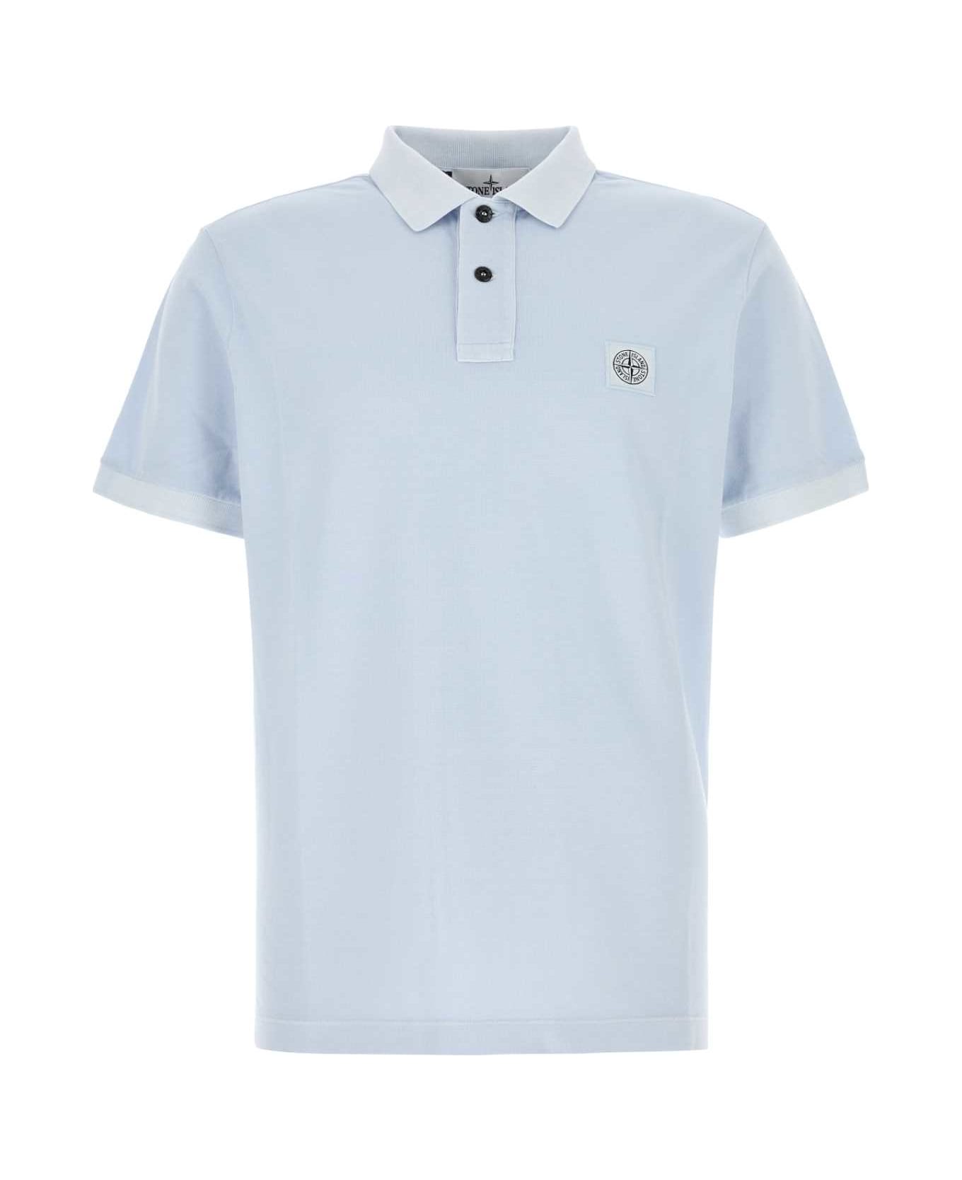 Stone Island Pastel Light Blue Piquet Polo Shirt - SKYBLUE