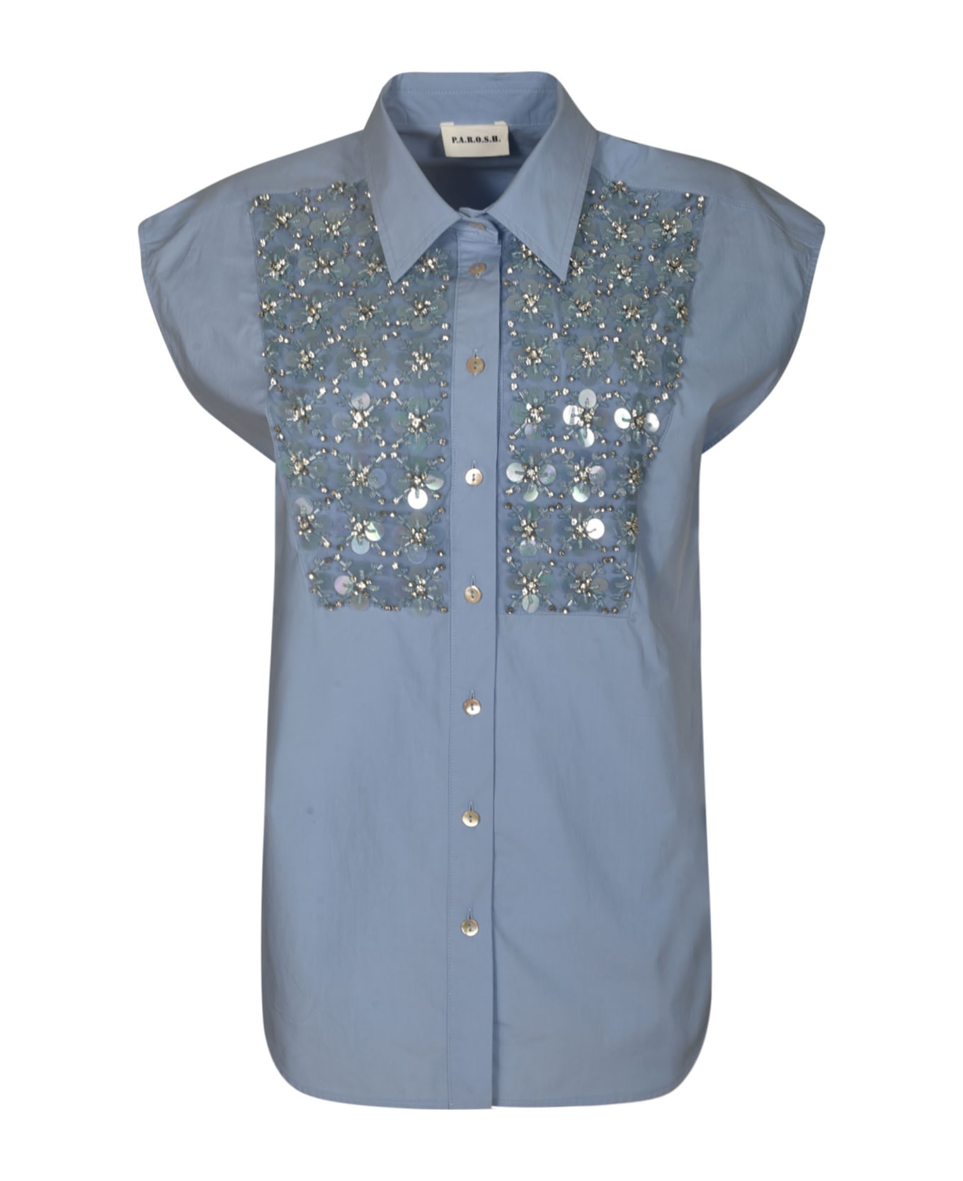 Parosh Embellished Sleeveless Shirt - Azure