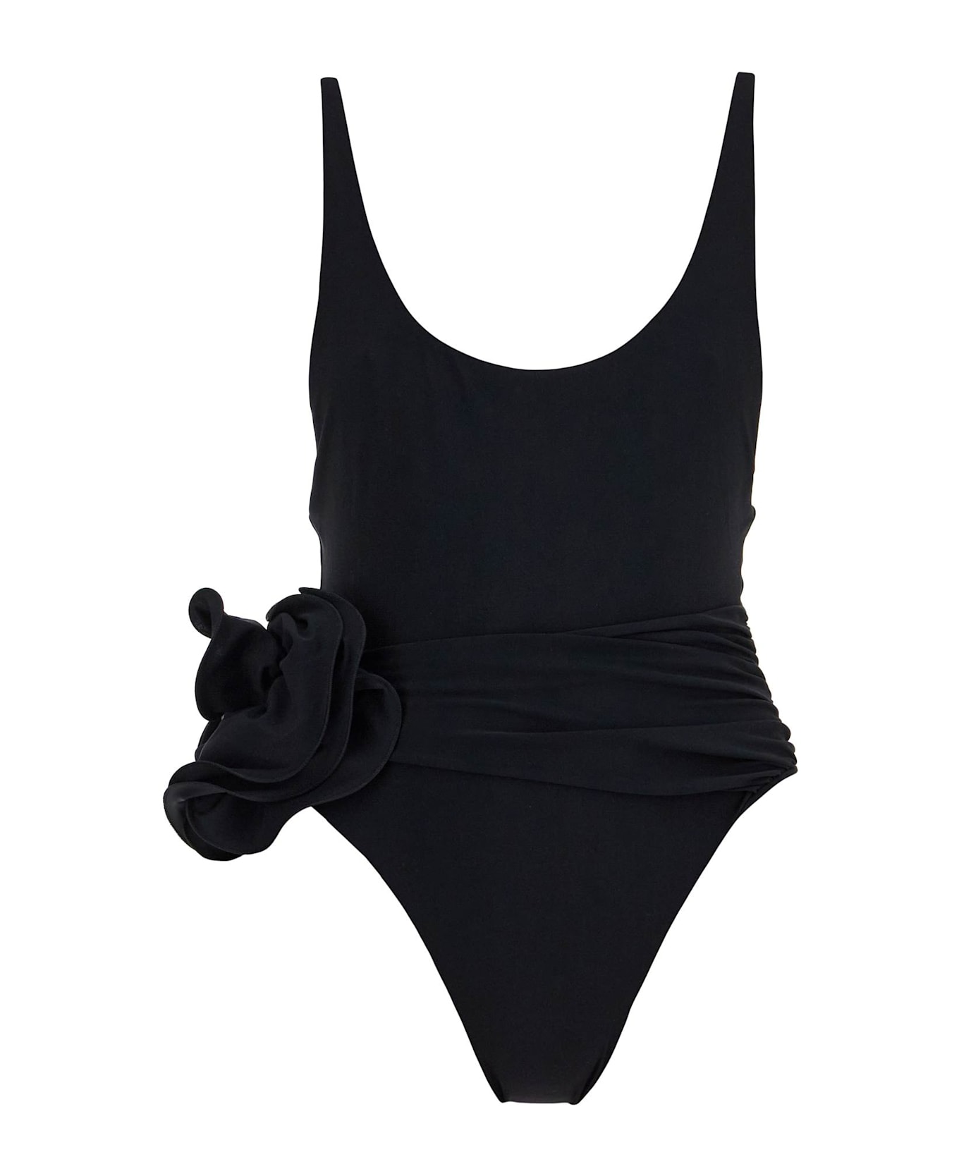 Magda Butrym One-piece Swimsuit With Applied Flower - BLACK (Black)