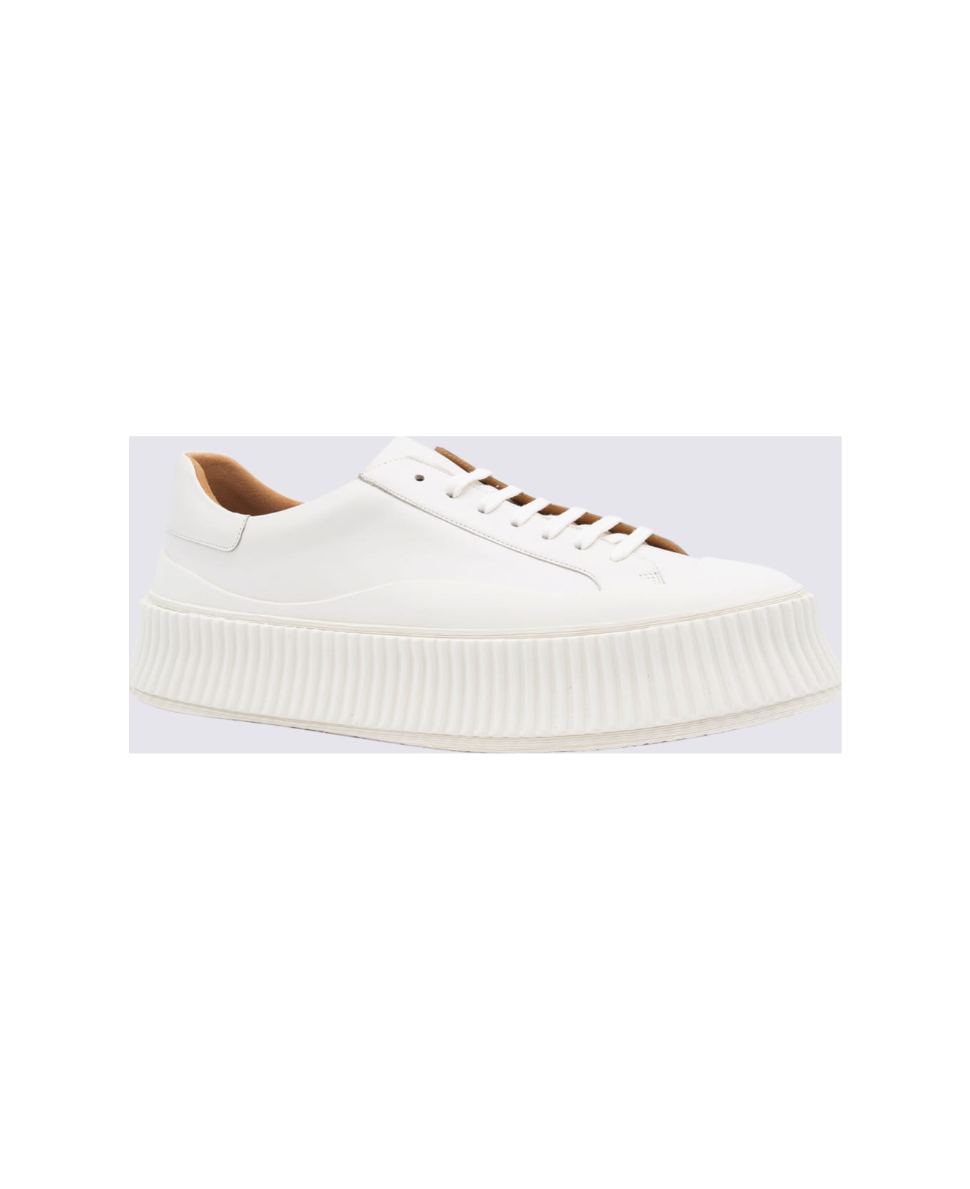 Jil Sander White Leather Sneakers - PORCELAIN