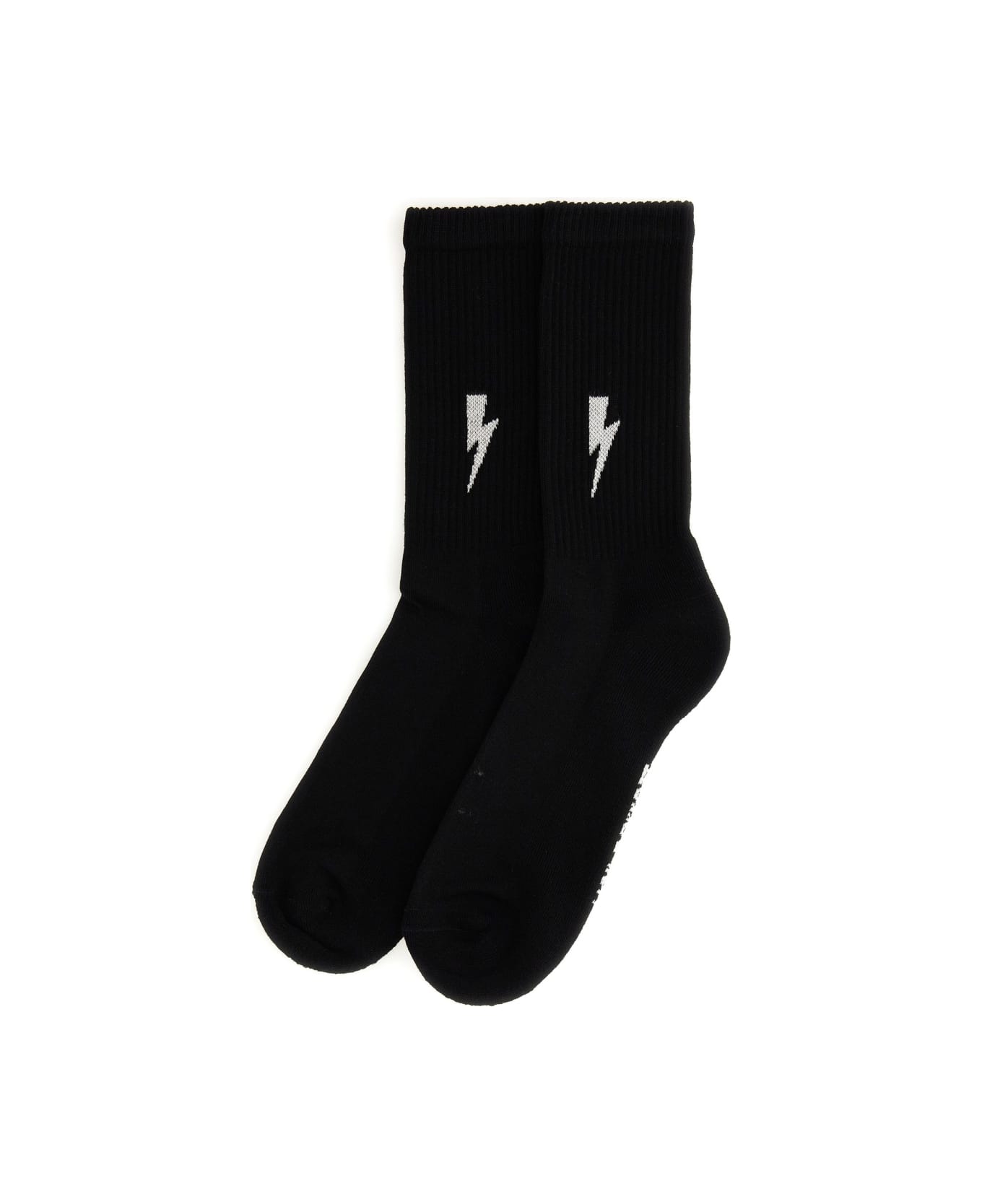 Neil Barrett Sock With Logo Embroidery - BLACK 靴下