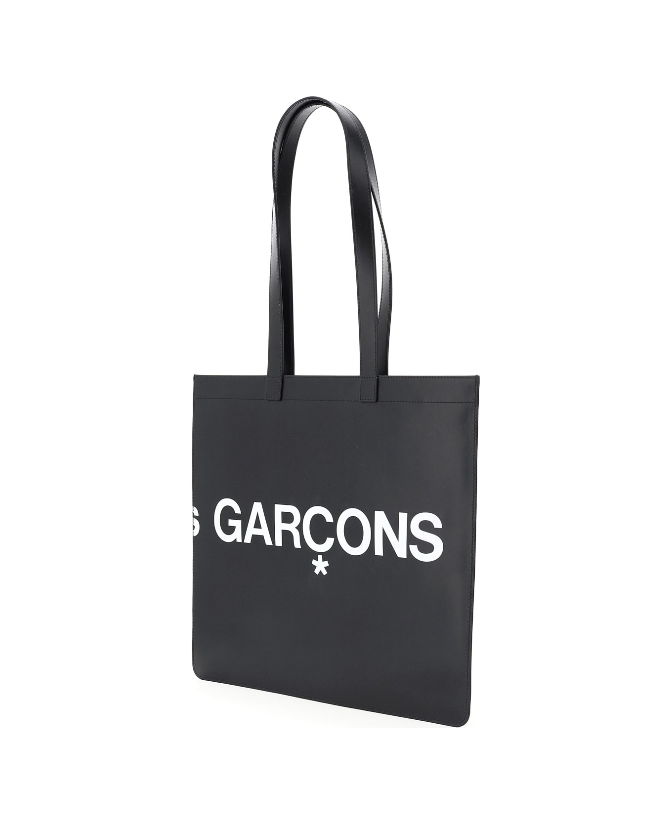 Comme des Garçons Wallet Leather Tote Bag With Logo - BLACK (Black)
