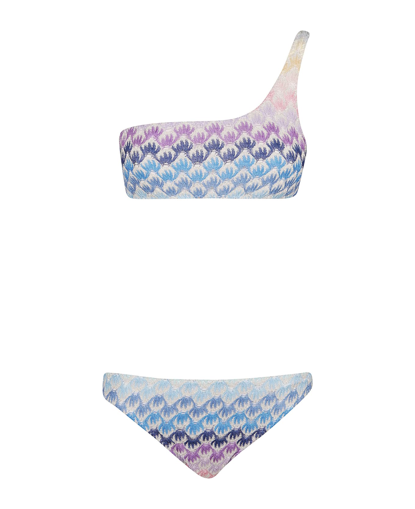 Missoni One-shoulder Pattern Printed Bikini Set - Blue Shades