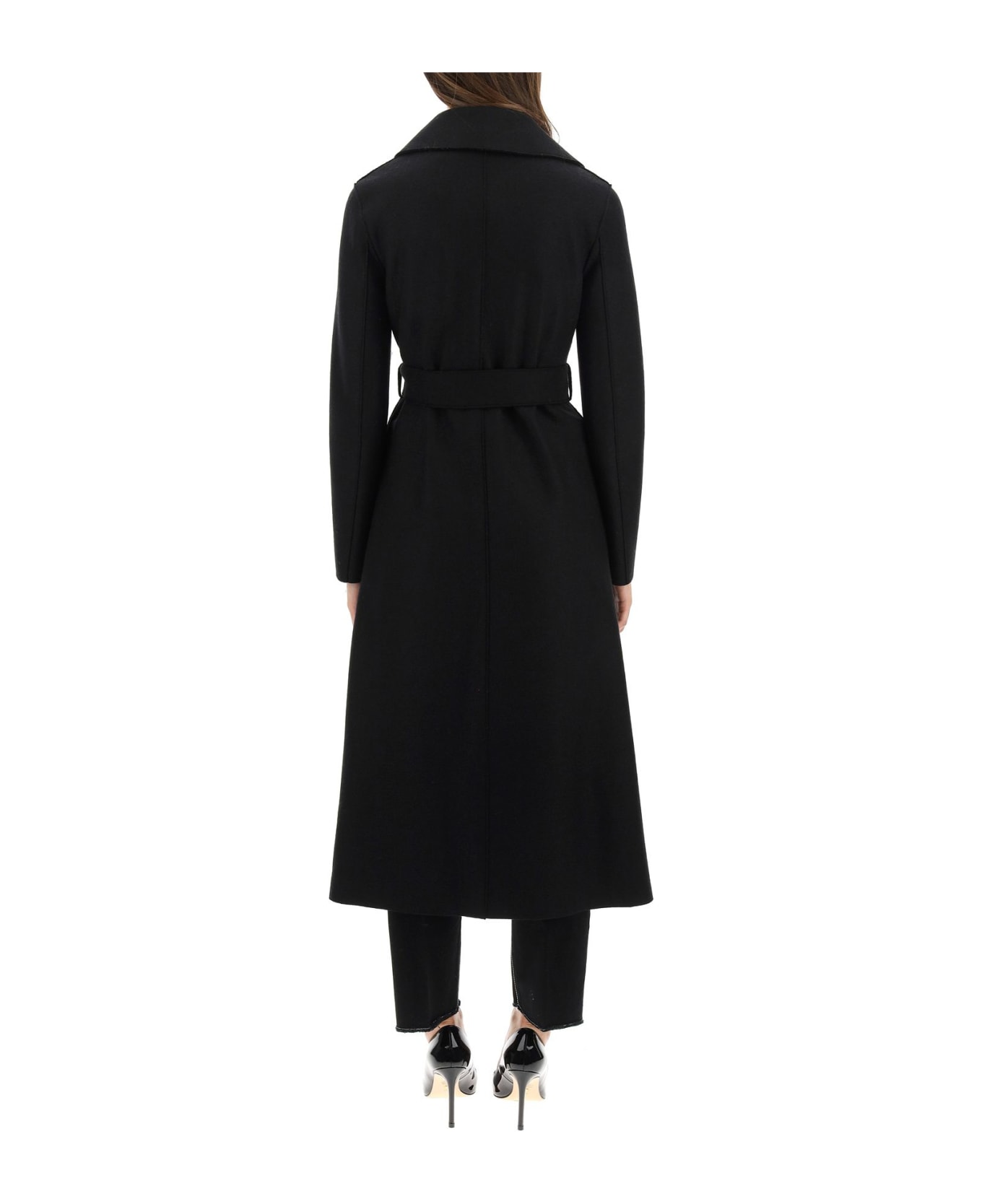 Harris Wharf London Long Pressed Wool Coat - BLACK