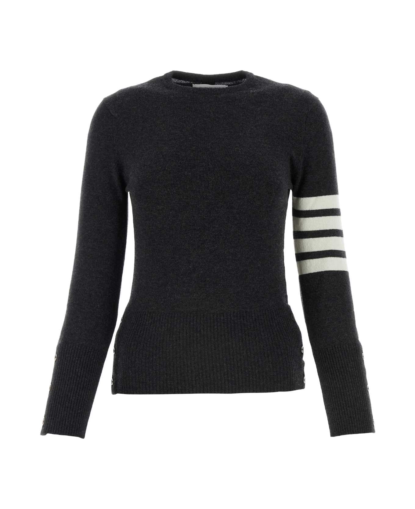 Thom Browne Charcoal Wool Sweater - DARKGREY