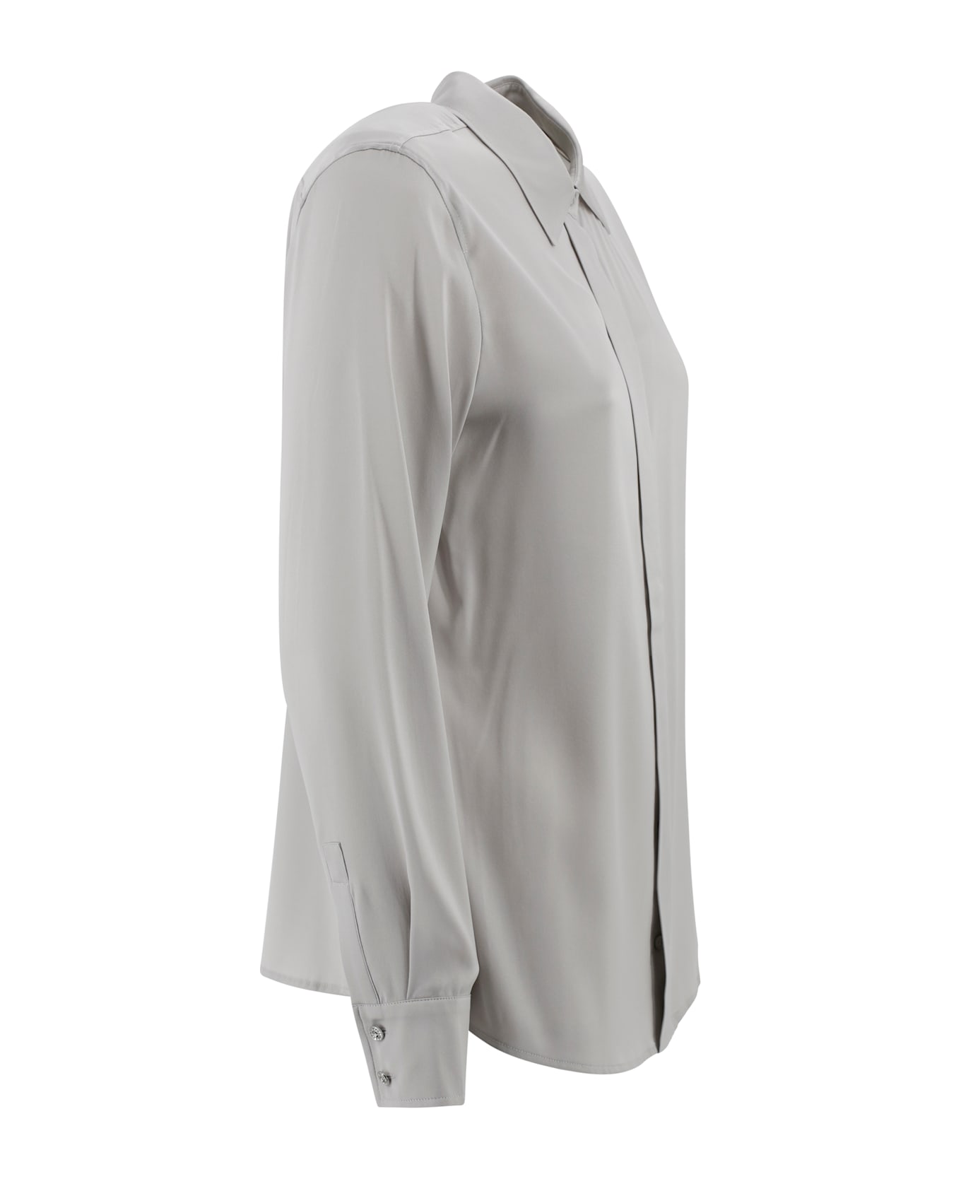 Max Mara Studio Classic Silk Satin Shirt - Grey