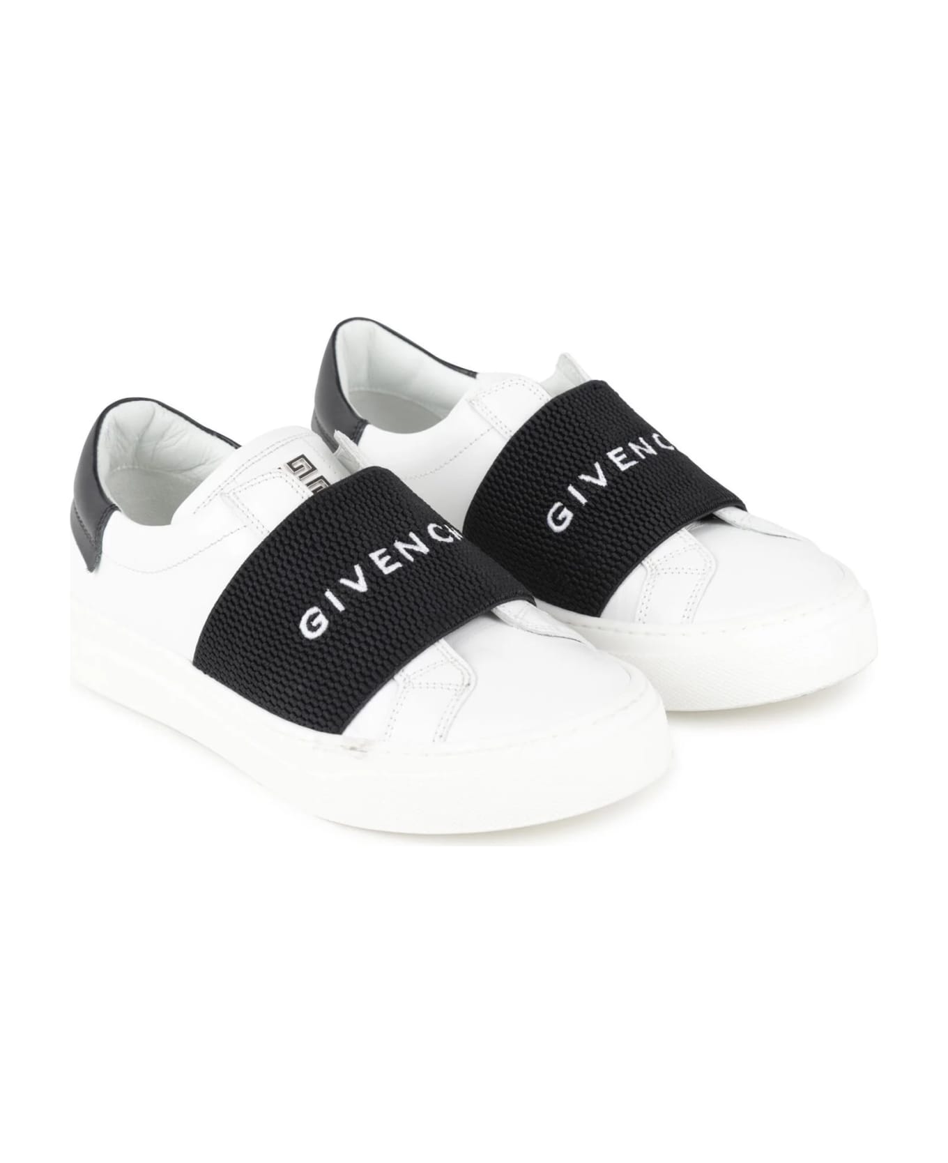 Givenchy White Urban Street Sneakers With Black Logo Band - White シューズ