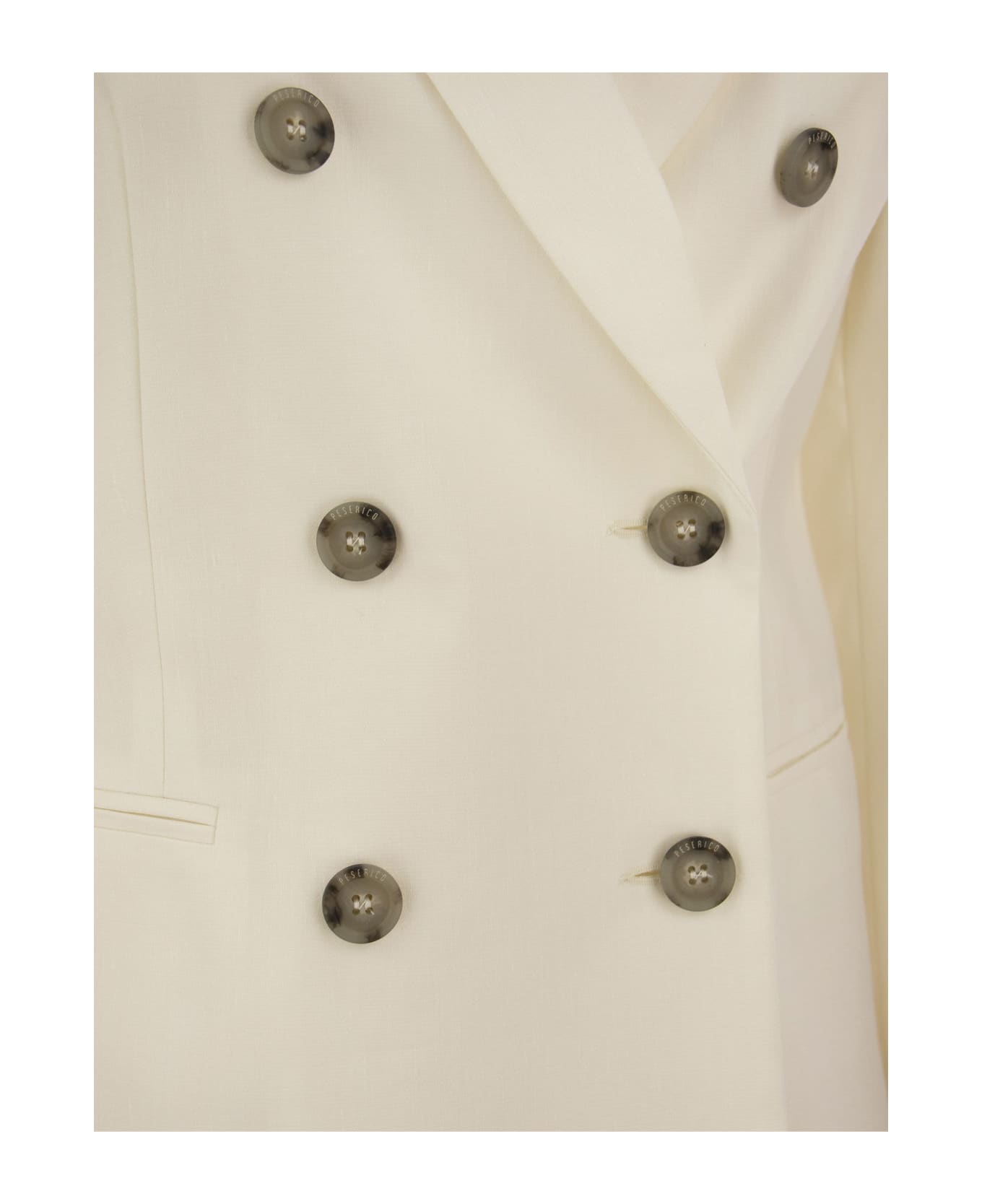 Peserico Wool And Linen Canvas Double-breasted Blazer - Ivory