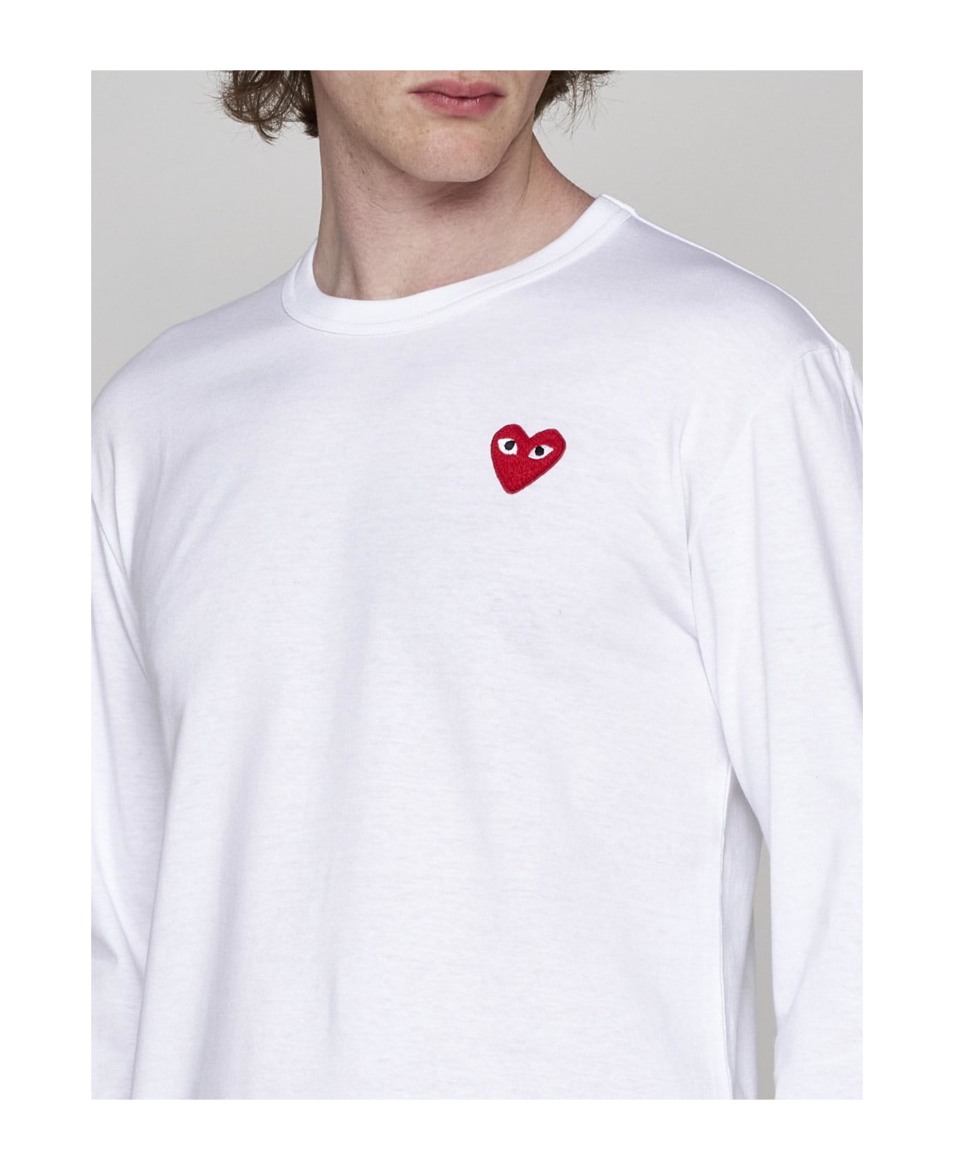 Comme des Garçons Play Heart-patch Cotton T-shirt - Bianco