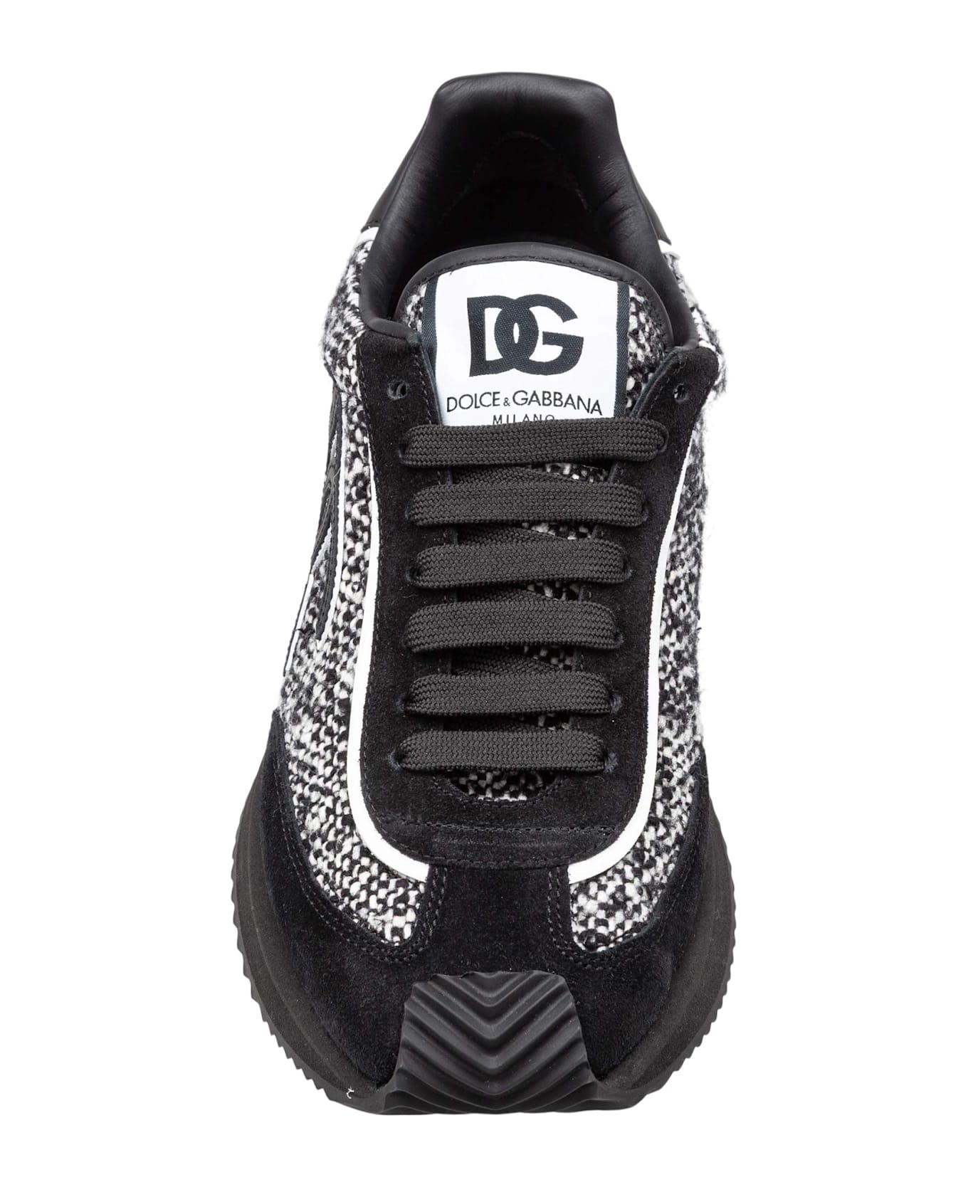 Dolce 
Gabbana Cushion Sneakers In Leather And Fabric, Black And White - Black /White