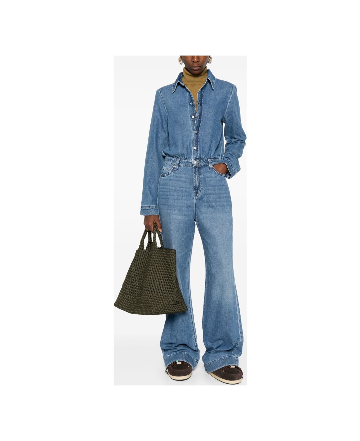7 For All Mankind Hilo Denim Jumpsuit - Clear Blue