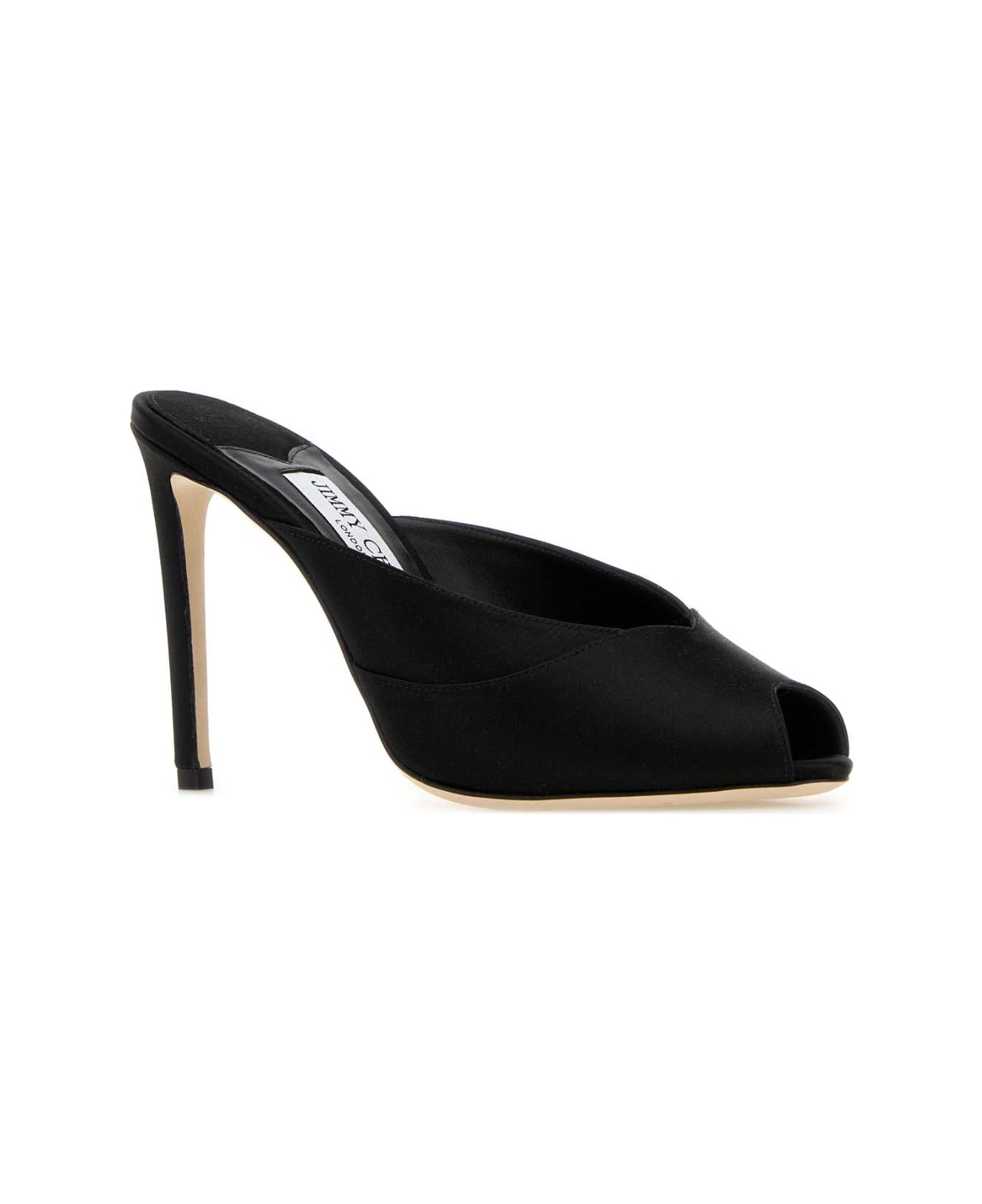 Jimmy Choo Black Satin Brigitte Mules - BLACK