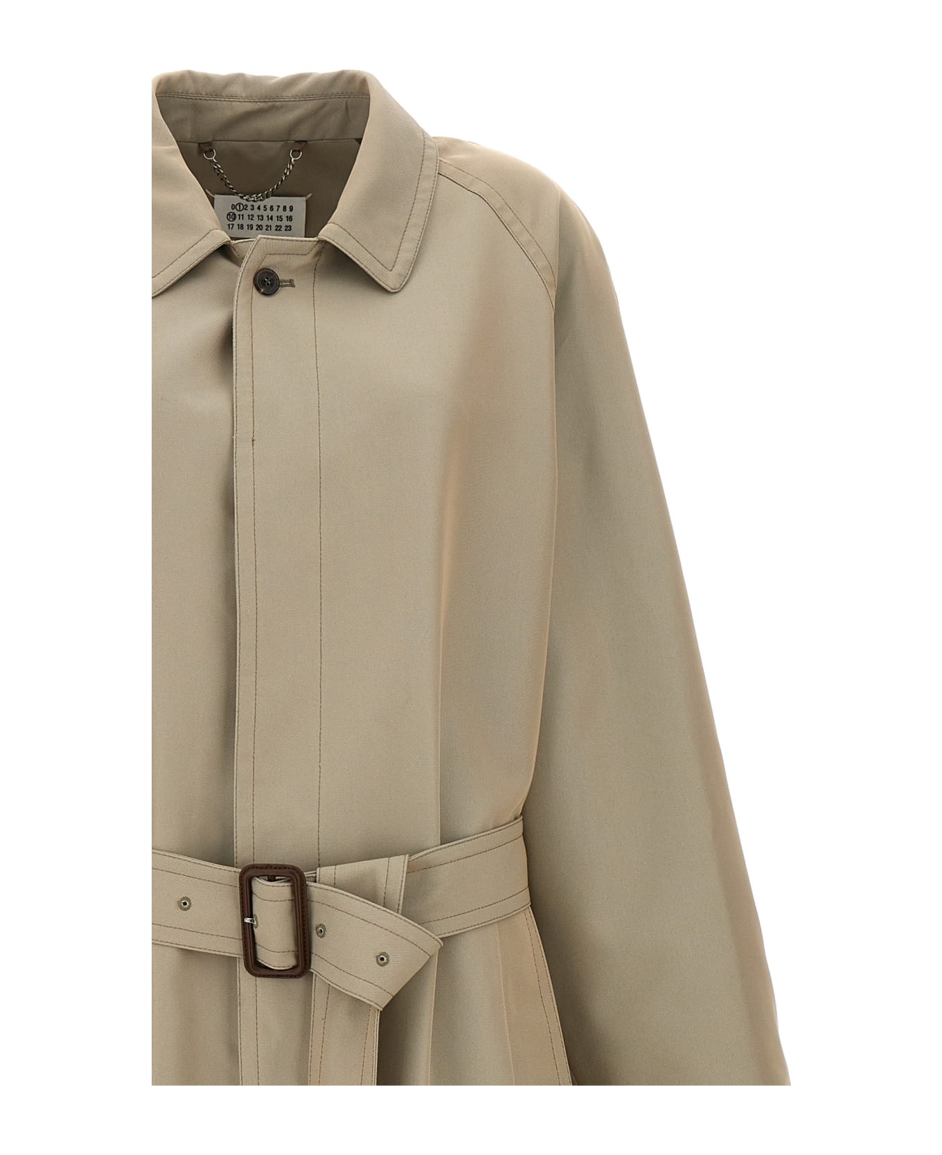 Maison Margiela Long Single-breasted Trench Coat - STONE