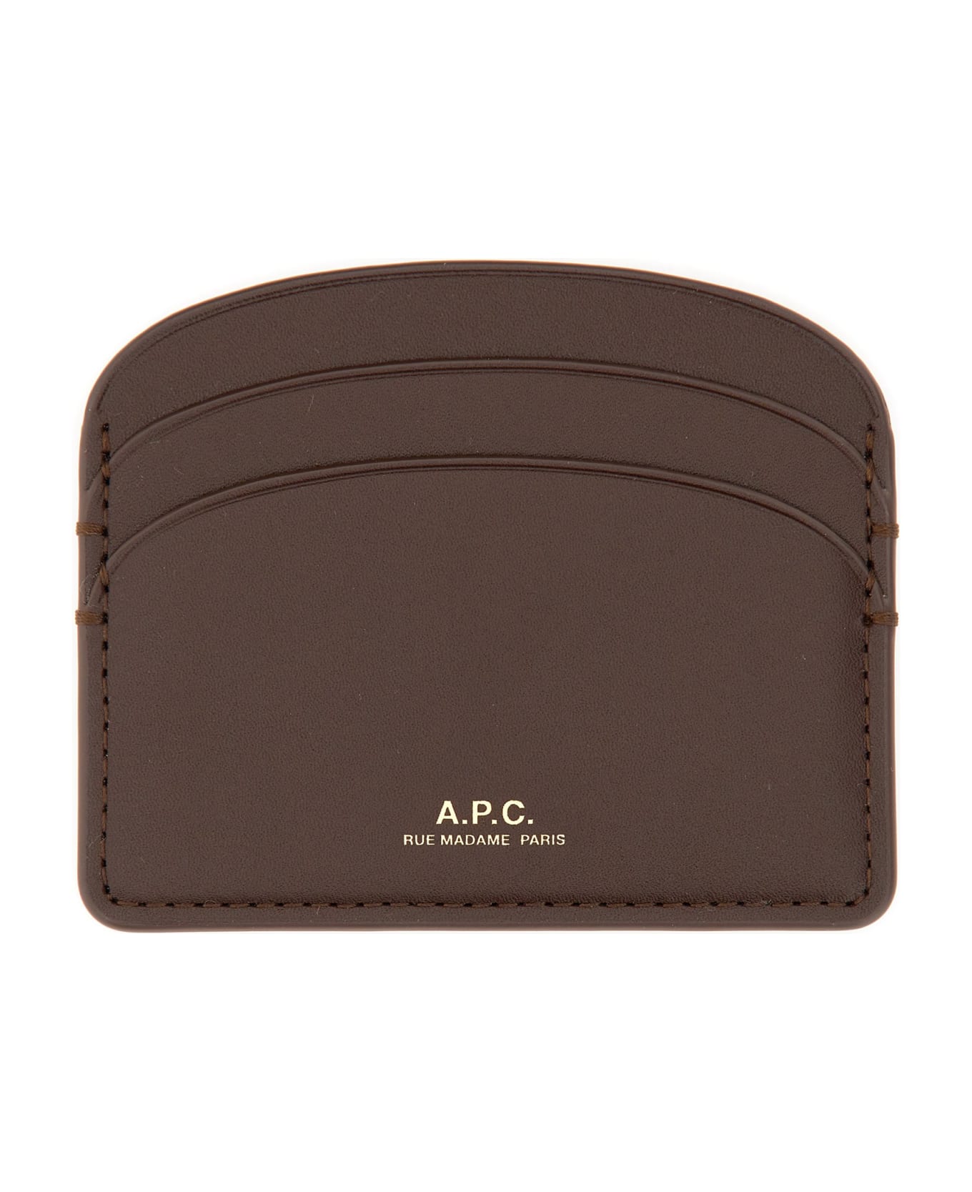 A.P.C. Demi Lune Leather Card Holder - brown