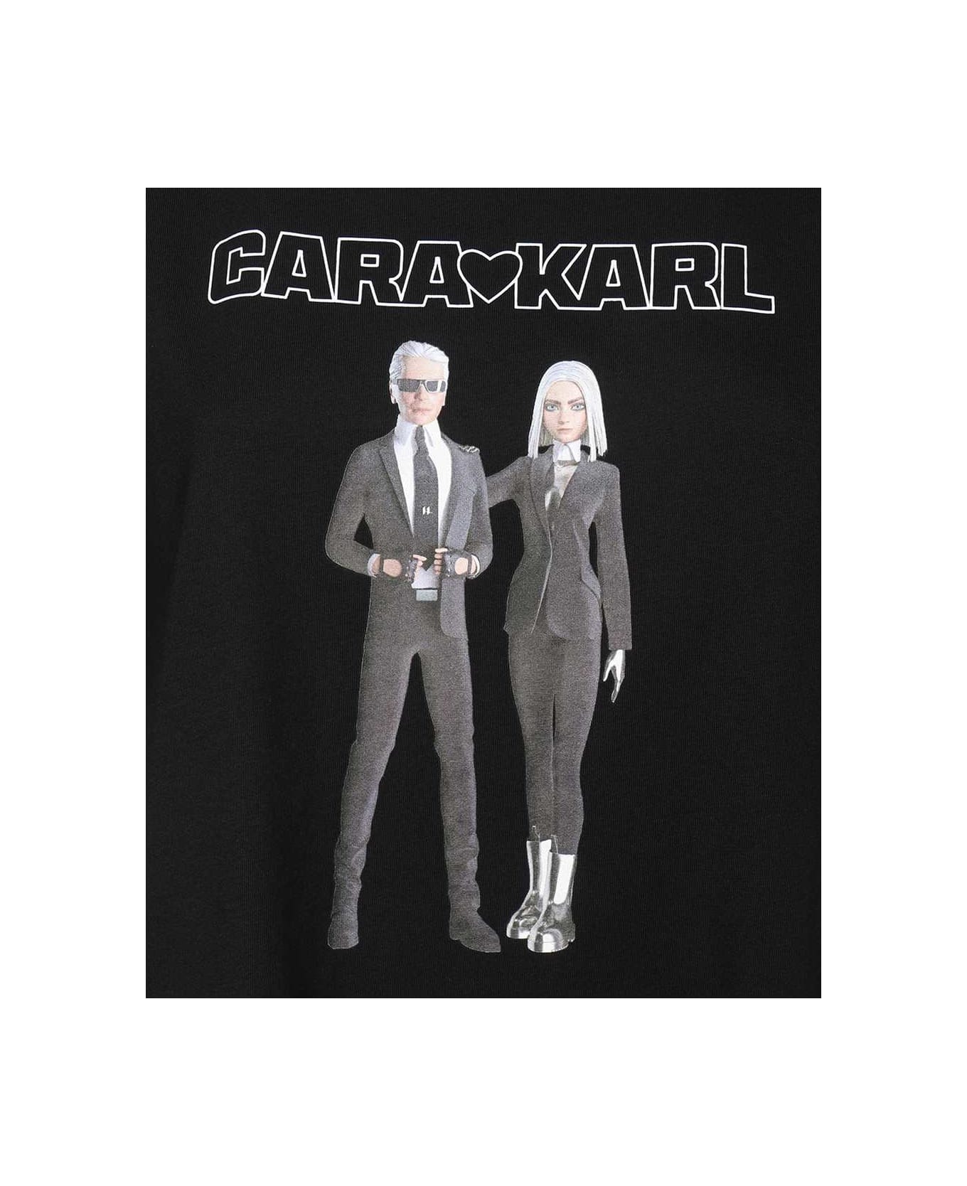 Karl Lagerfeld Printed Cotton T-shirt - black Tシャツ