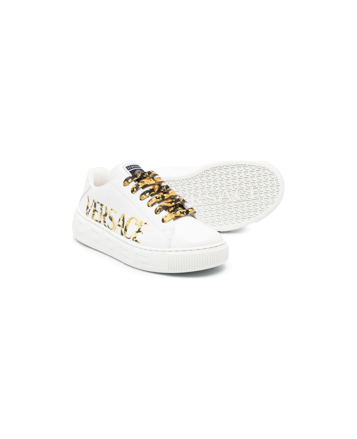 Versace Sneakers Bianche In Pelle Bambina - Bianco