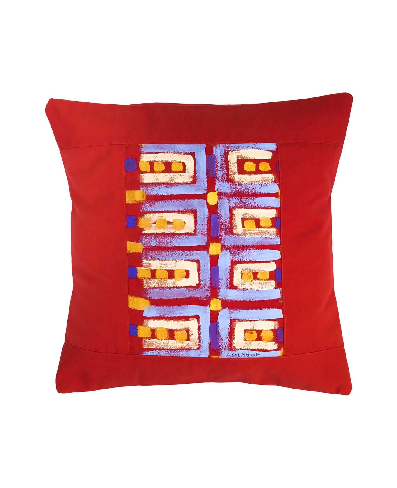 Le Botteghe su Gologone Cotton Hand Painted Indoor Cushion 70x70 cm - Red Fantasy クッション