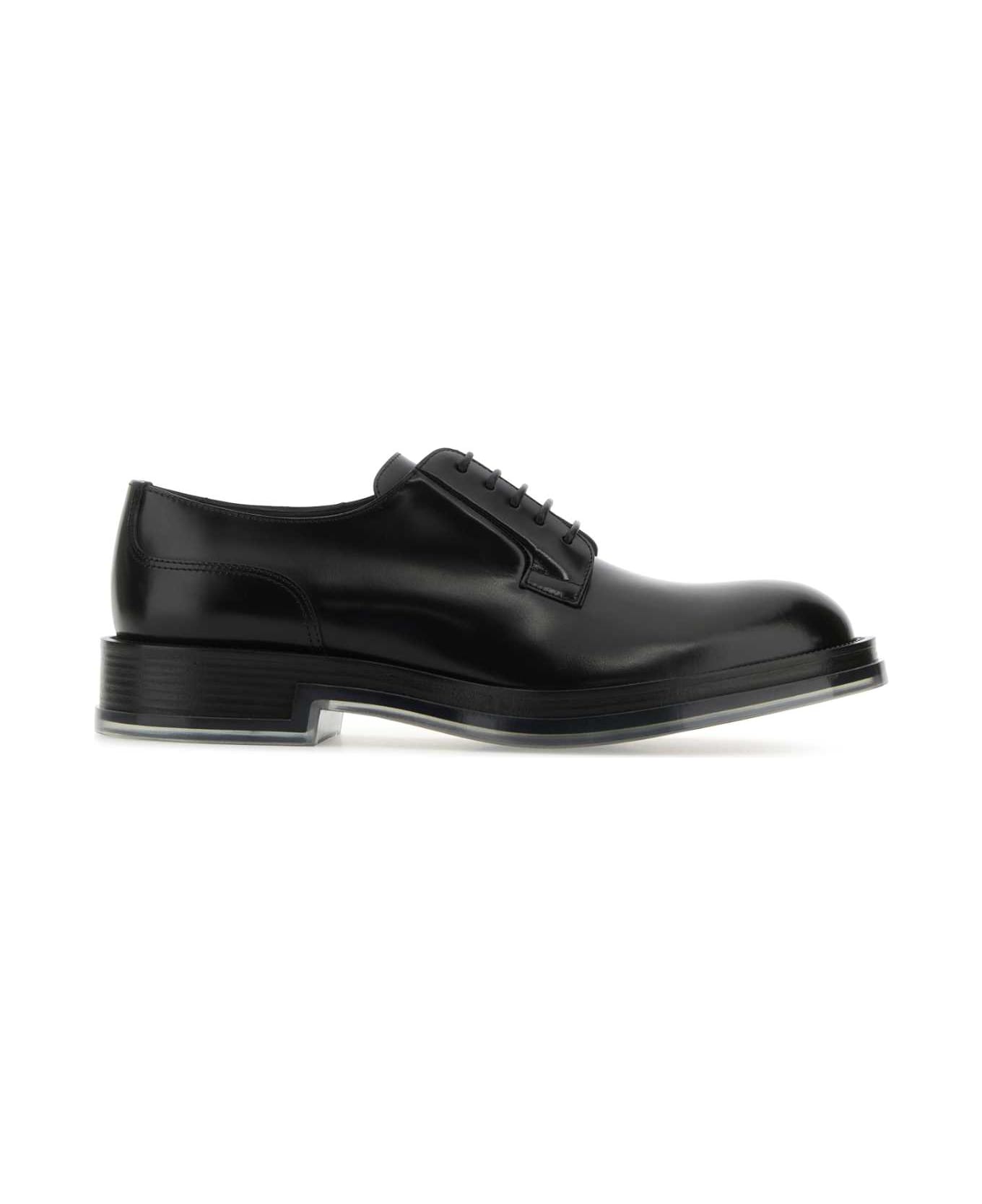 Alexander McQueen Black Leather Float Lace-up Shoes - BLACKTRANSPARENT ローファー＆デッキシューズ