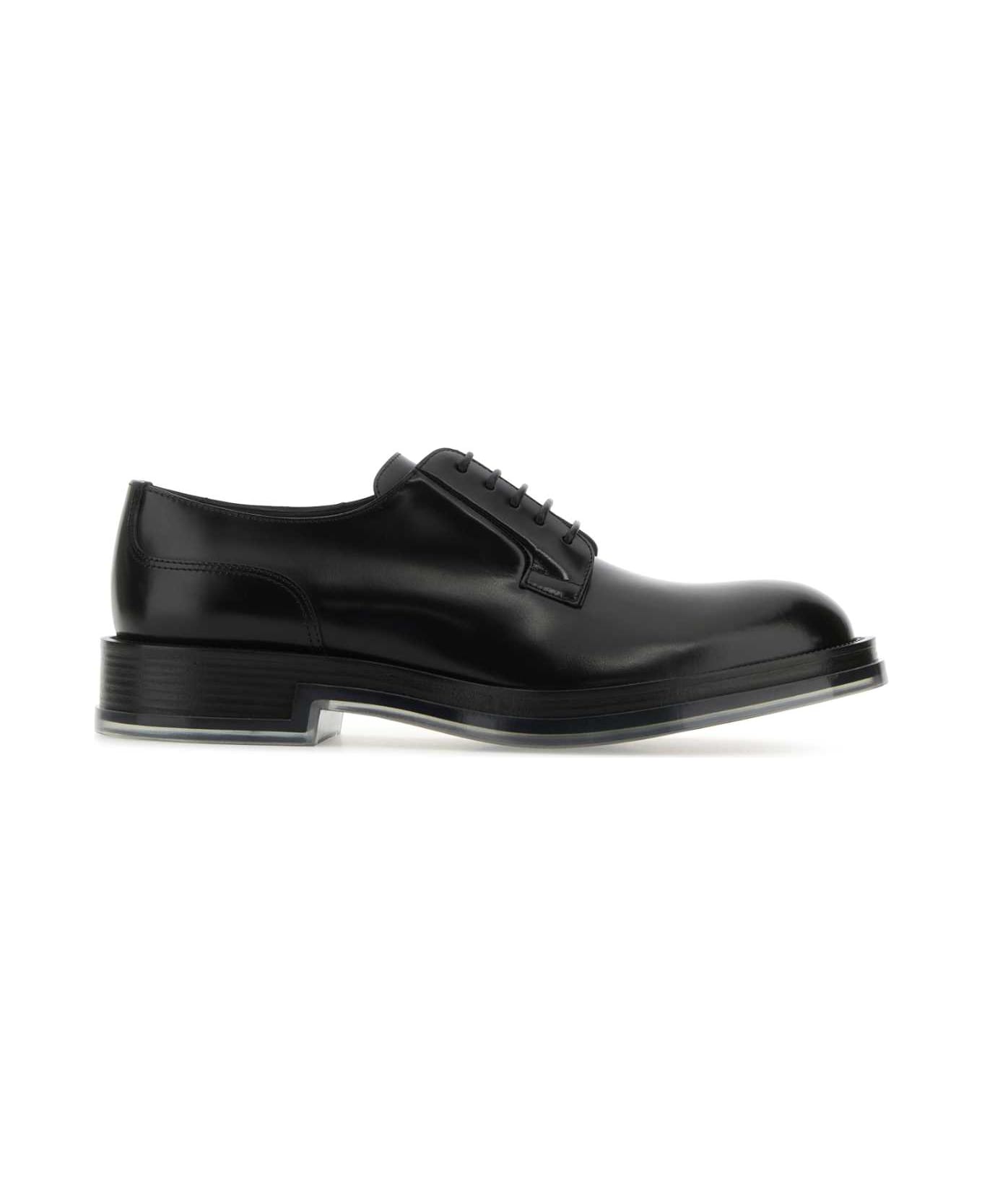 Alexander McQueen Black Leather Float Lace-up Shoes - BLACKTRANSPARENT