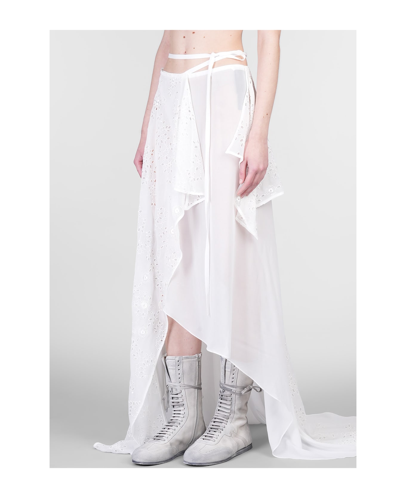 Ann Demeulemeester Sirka Skirt In White Silk - white