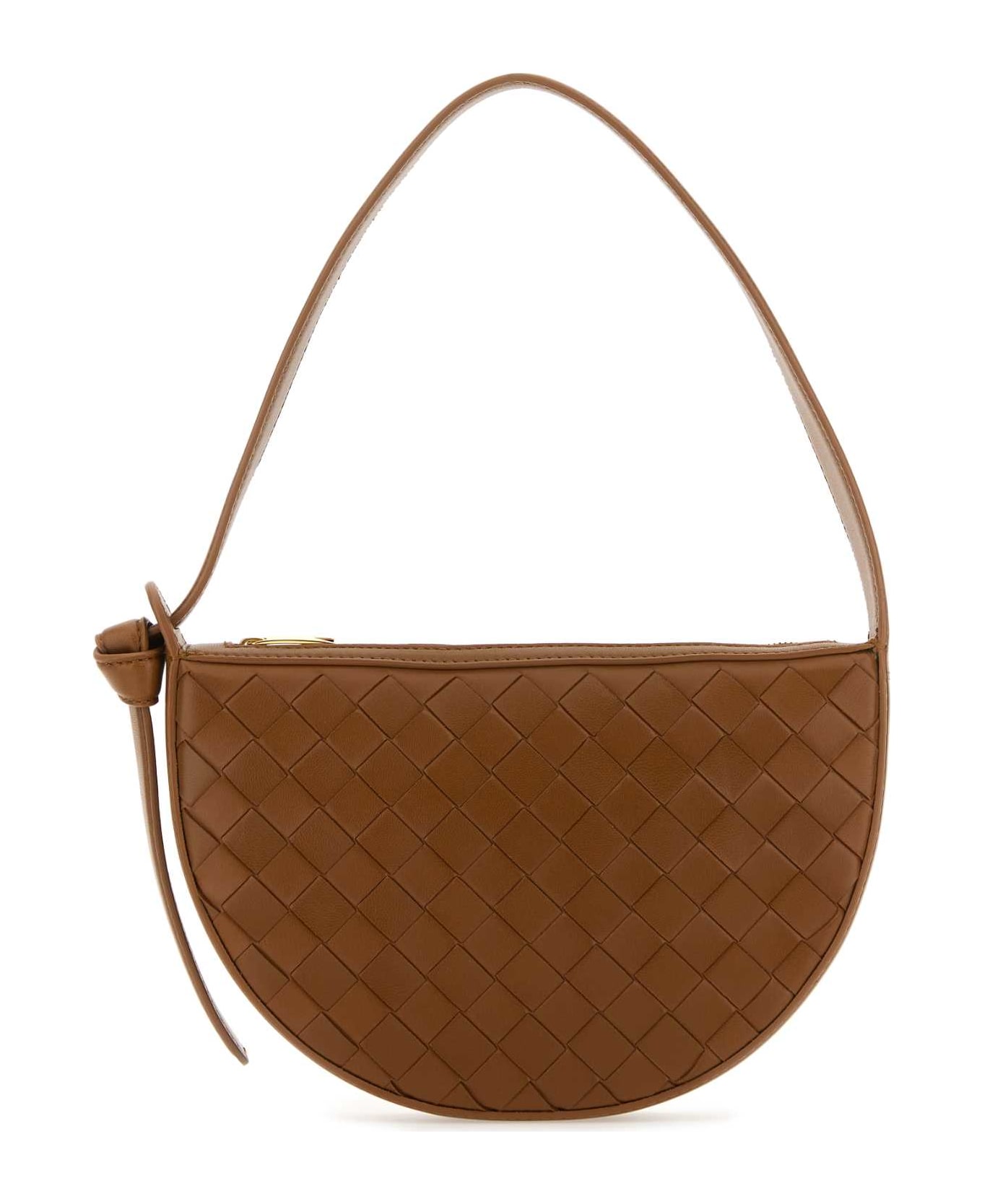 Bottega Veneta Caramel Leather Mini Sunrise Shoulder Bag - COGNAC