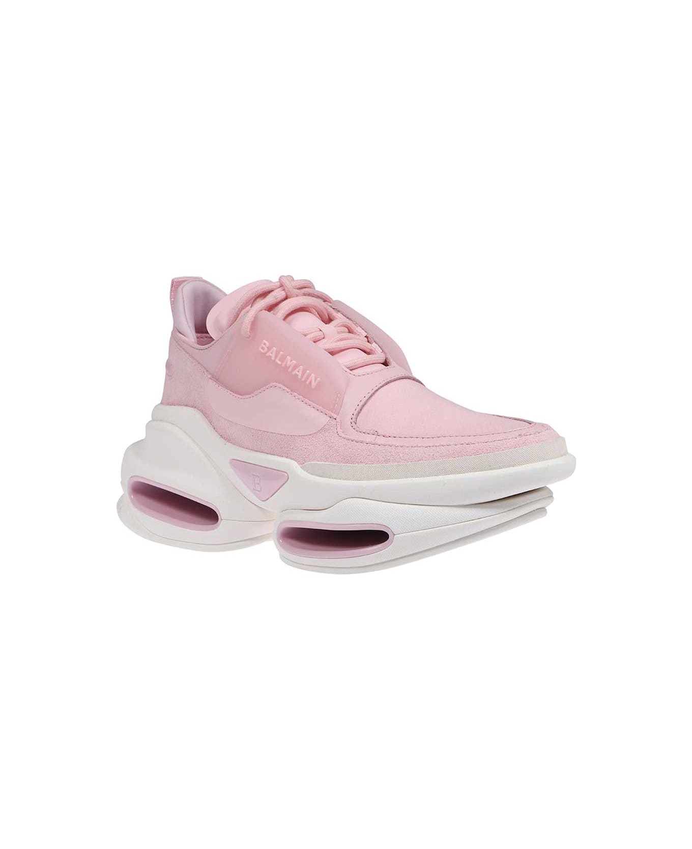 Balmain Leather Mid-top Sneakers - Pink