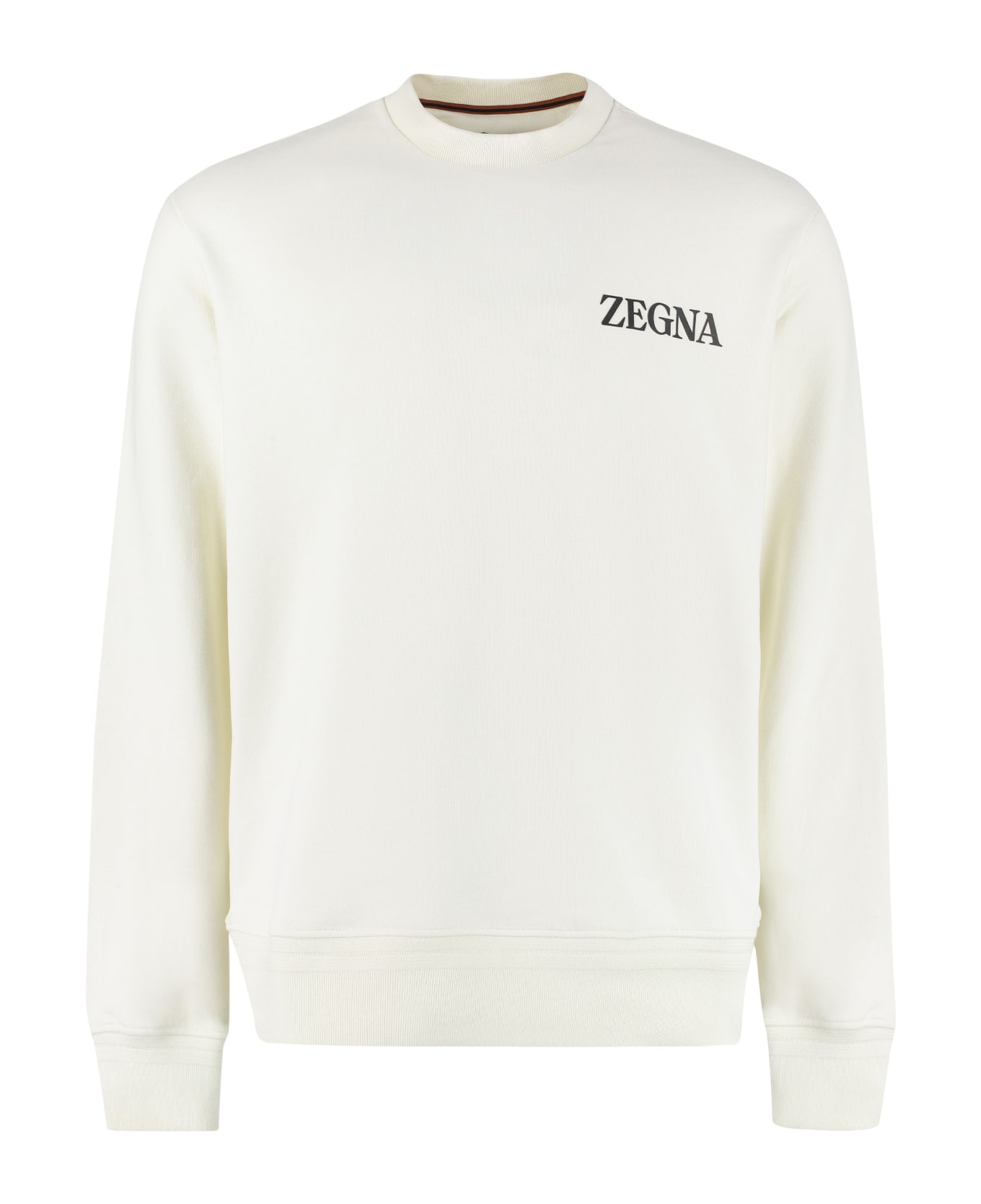 Zegna Logo Detail Cotton Sweatshirt - White フリース