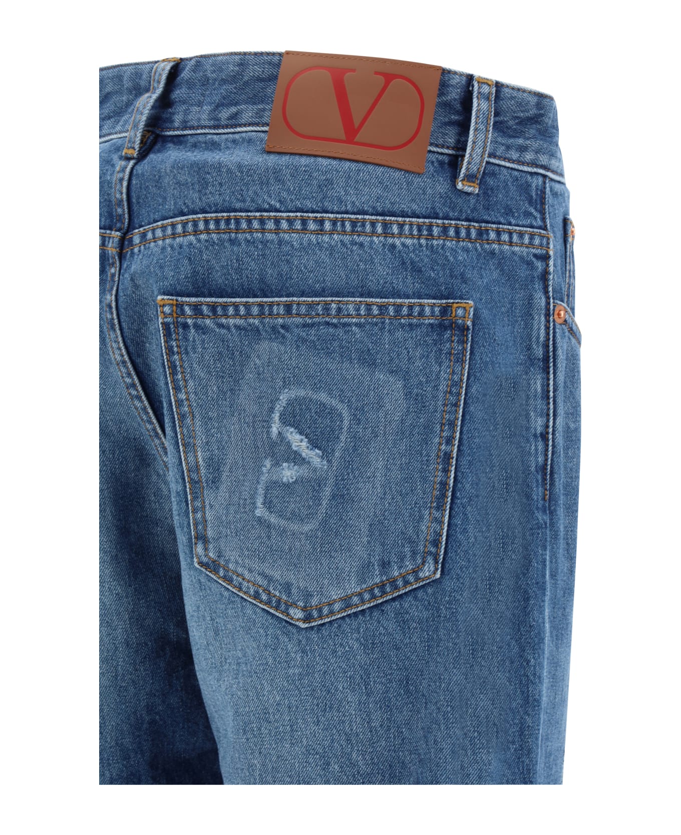 Valentino Jeans With Embossed Logo - Medium Blue Denim
