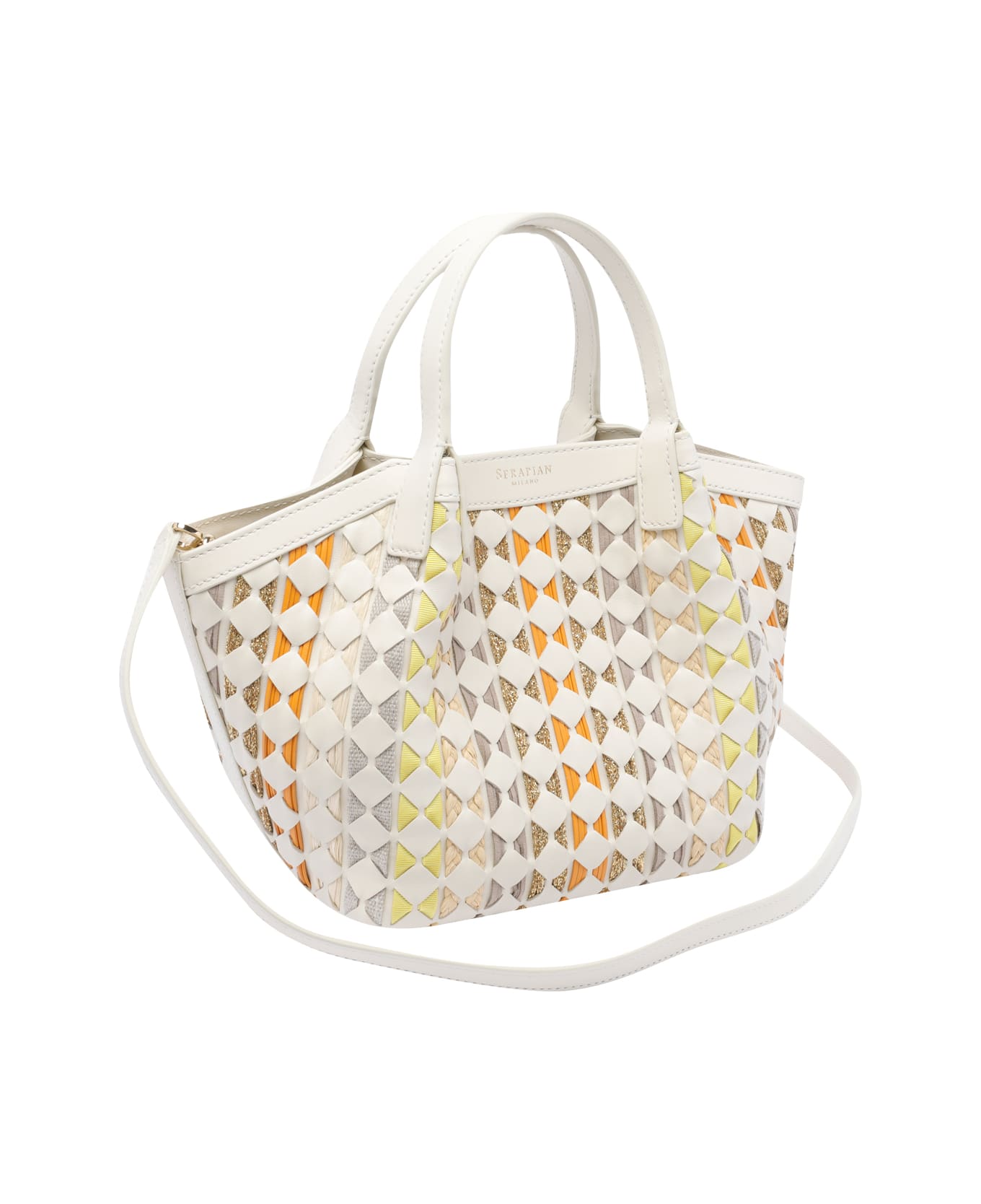 Serapian Mini Mosaico Secret Tote Bag - White