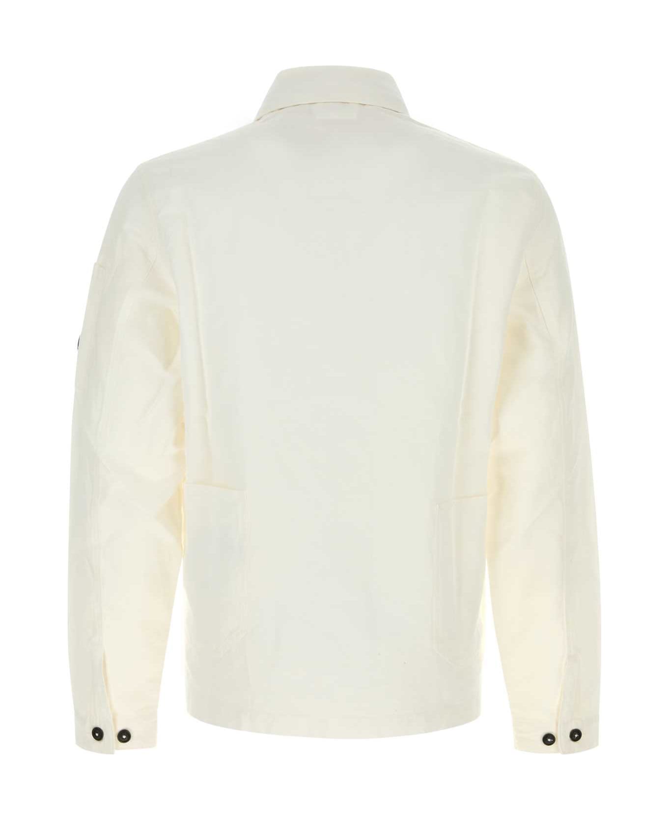 C.P. Company White Cotton Blend Jacket - GAUZEWHITE