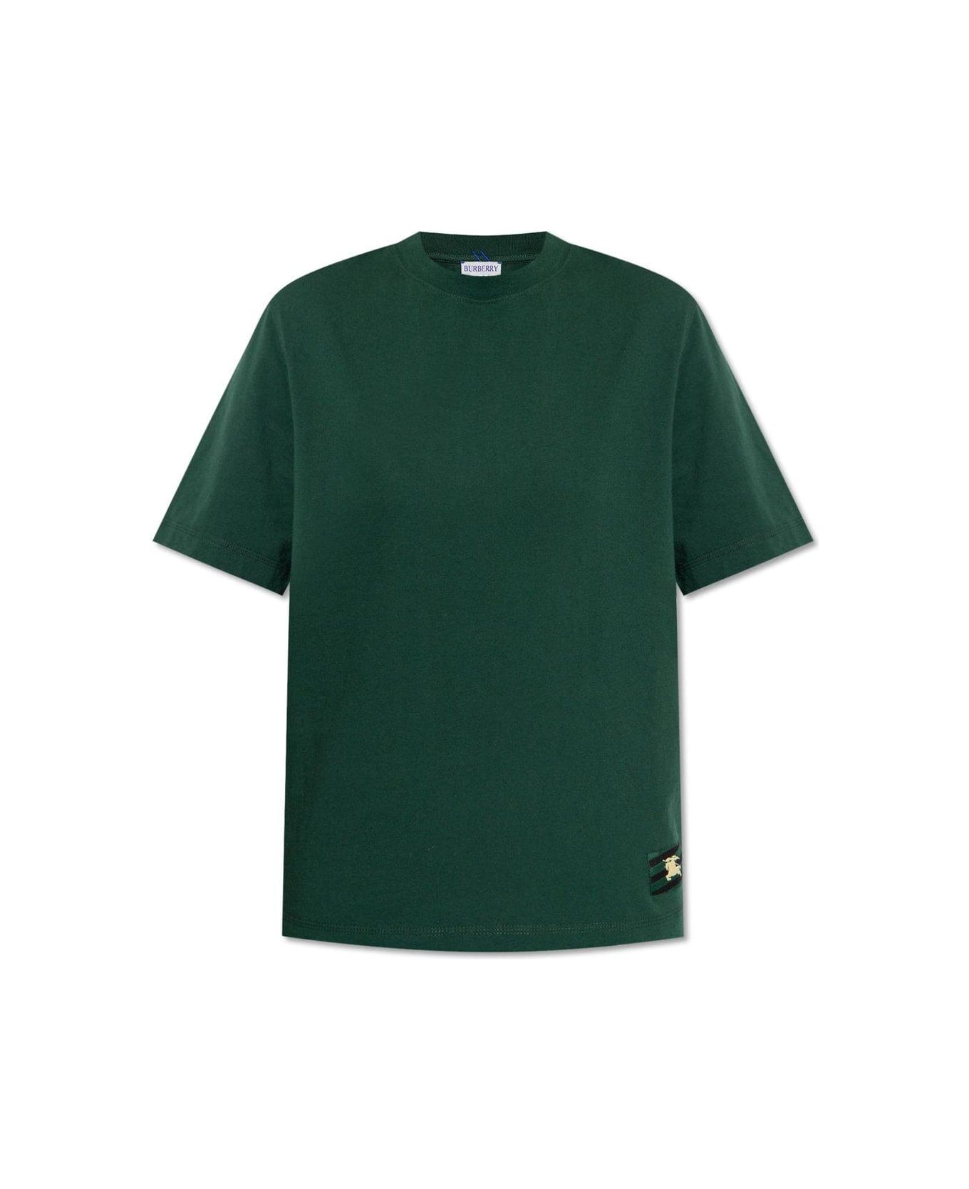 Burberry Logo Patched Crewneck T-shirt - Verde Tシャツ