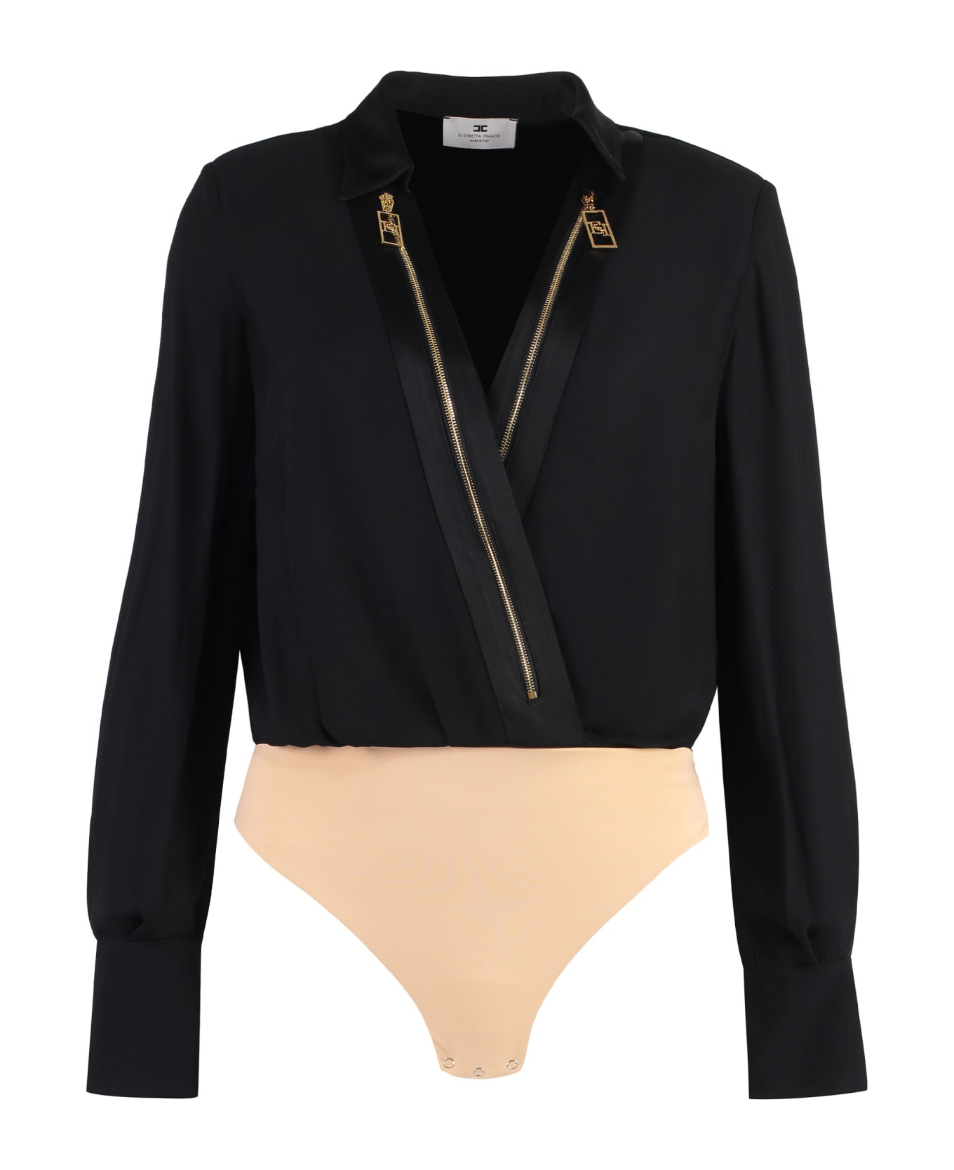 Elisabetta Franchi Georgette Bodysuit Shirt - black