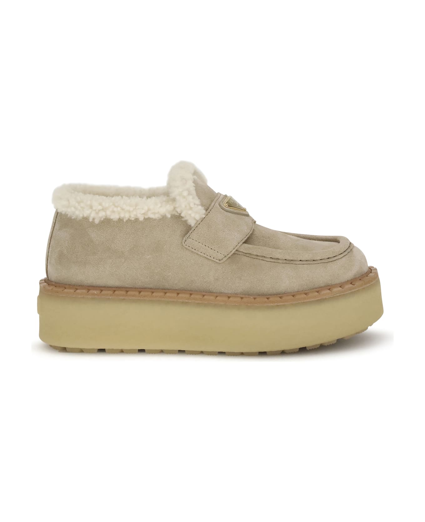 Prada Suede Loafers With Shearling