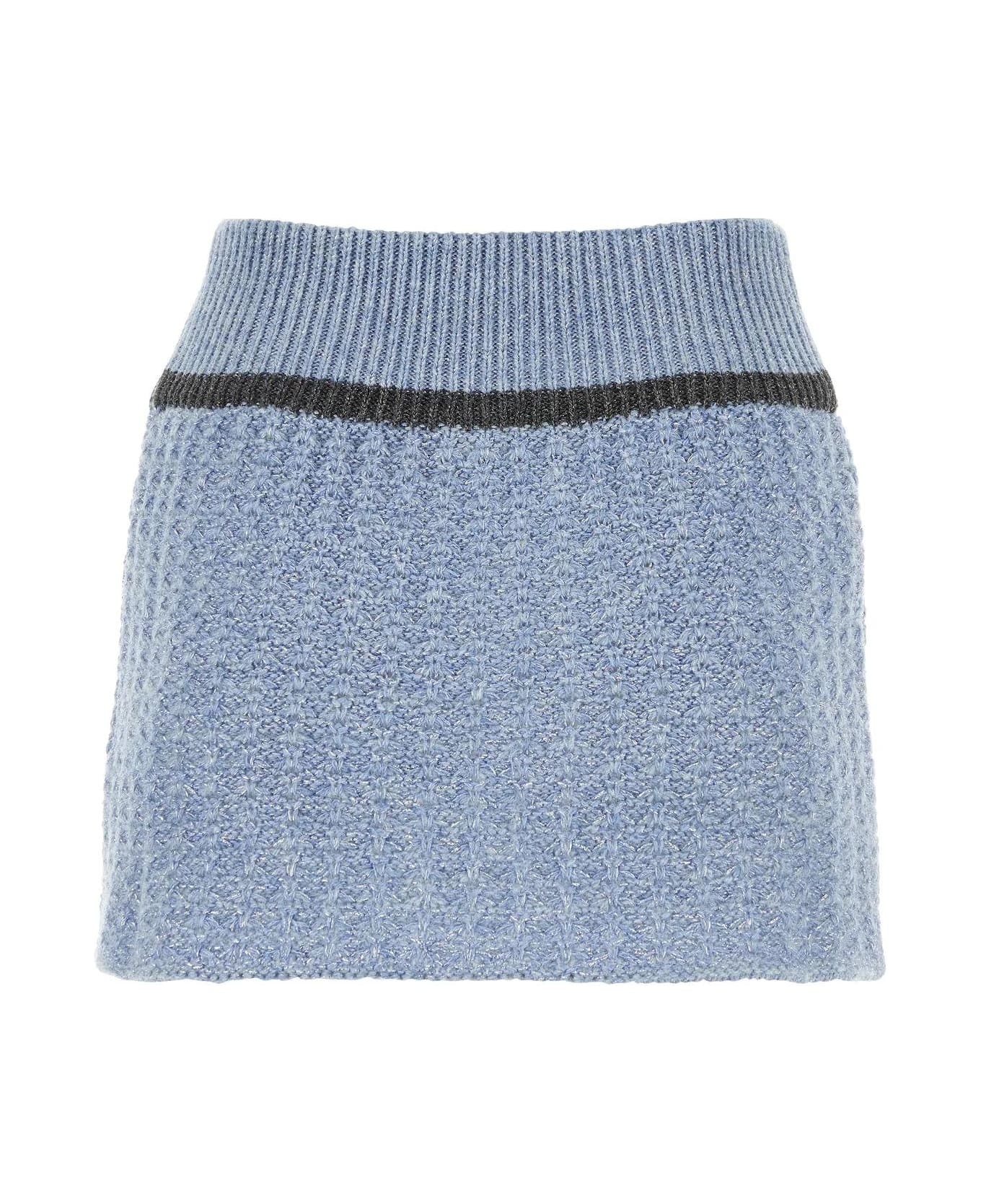 Cormio Cerulean Wool Blend Mini Skirt - BLUE PERVINCA