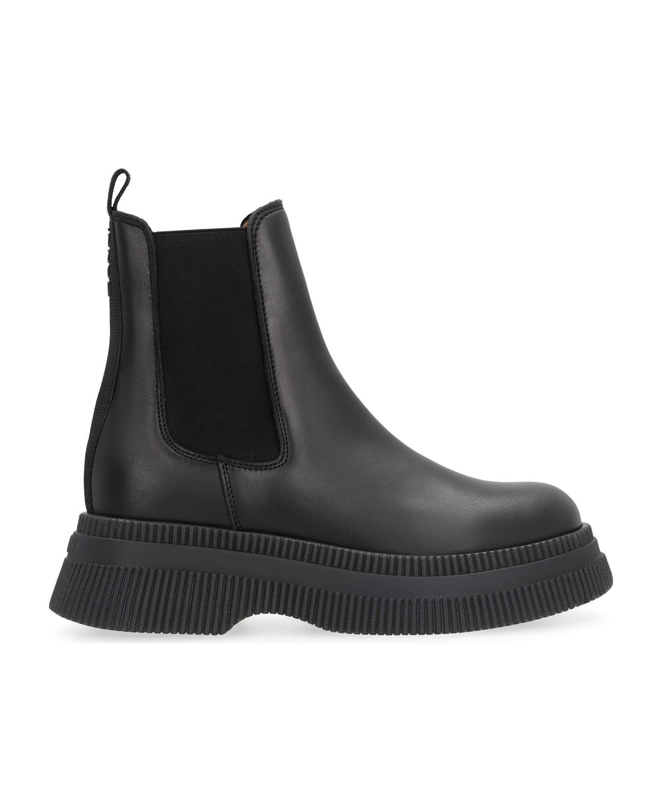 Ganni Leather Chelsea Boots - black