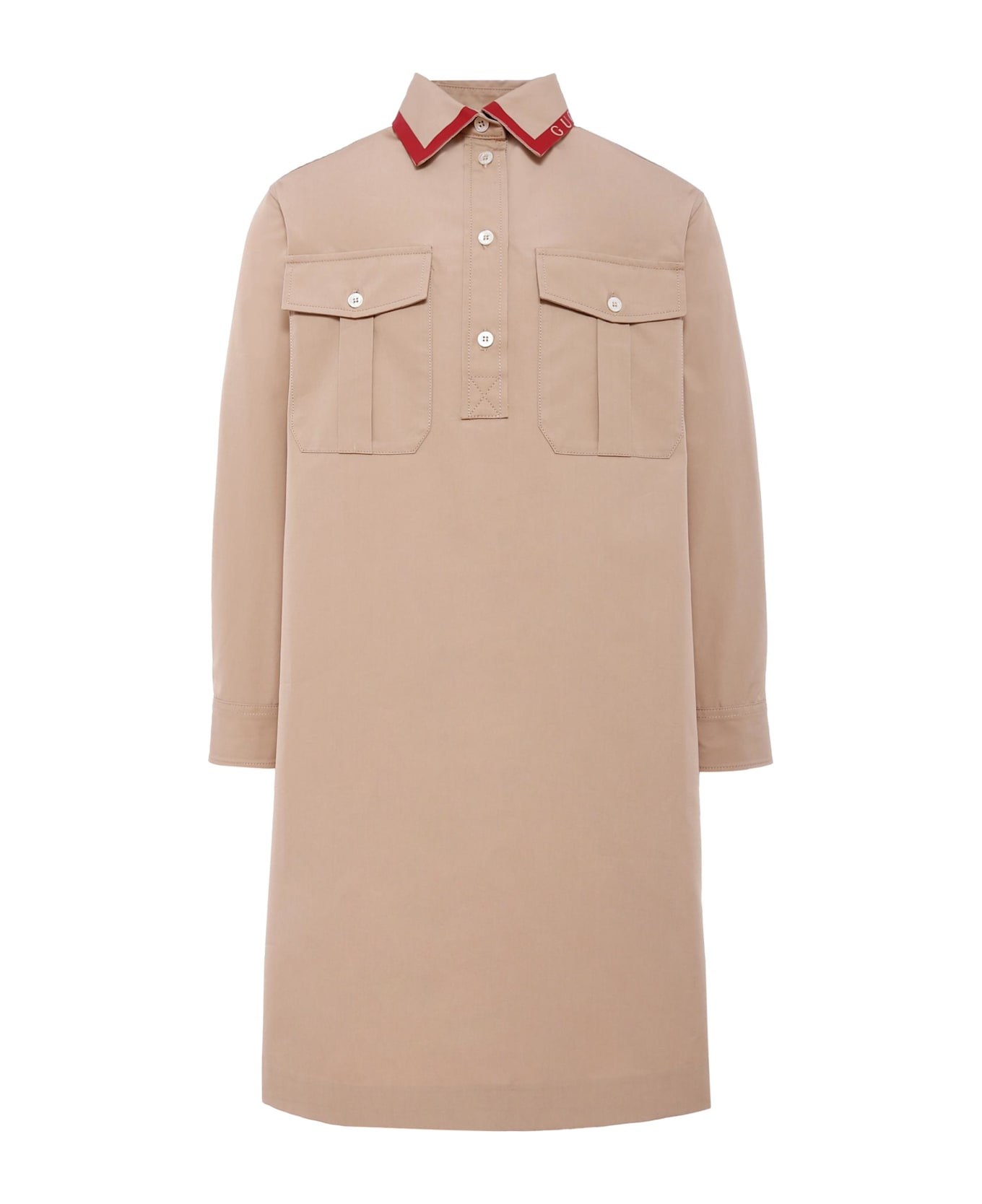 Gucci Beige Dress For Girl With Logo - Beige