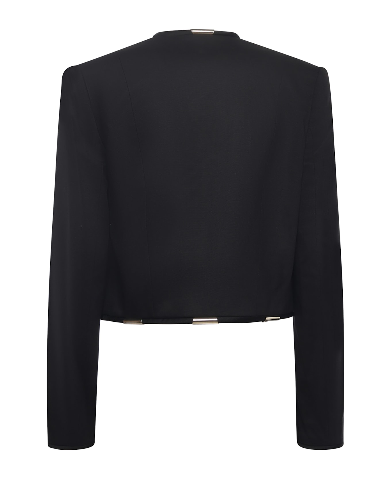 Genny Cropped Jacket With Metallic Details - Black