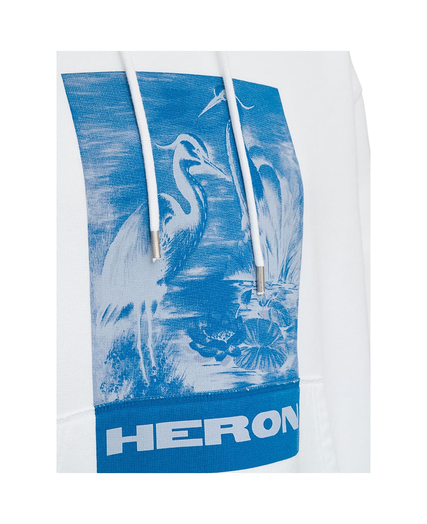 HERON PRESTON White Jersey Hoodie With Print - White
