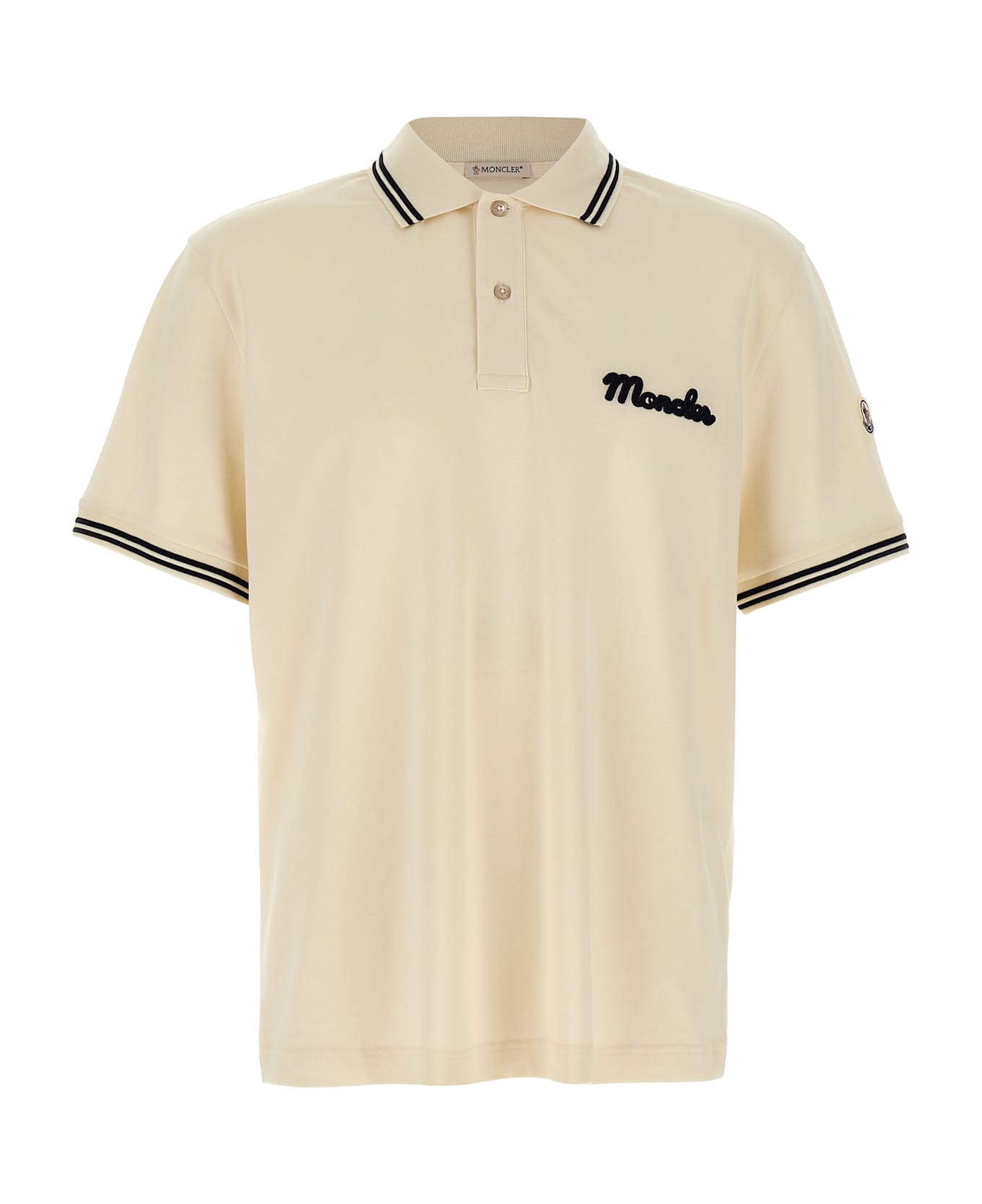 Moncler Logo Embroidery Polo Shirt - Beige